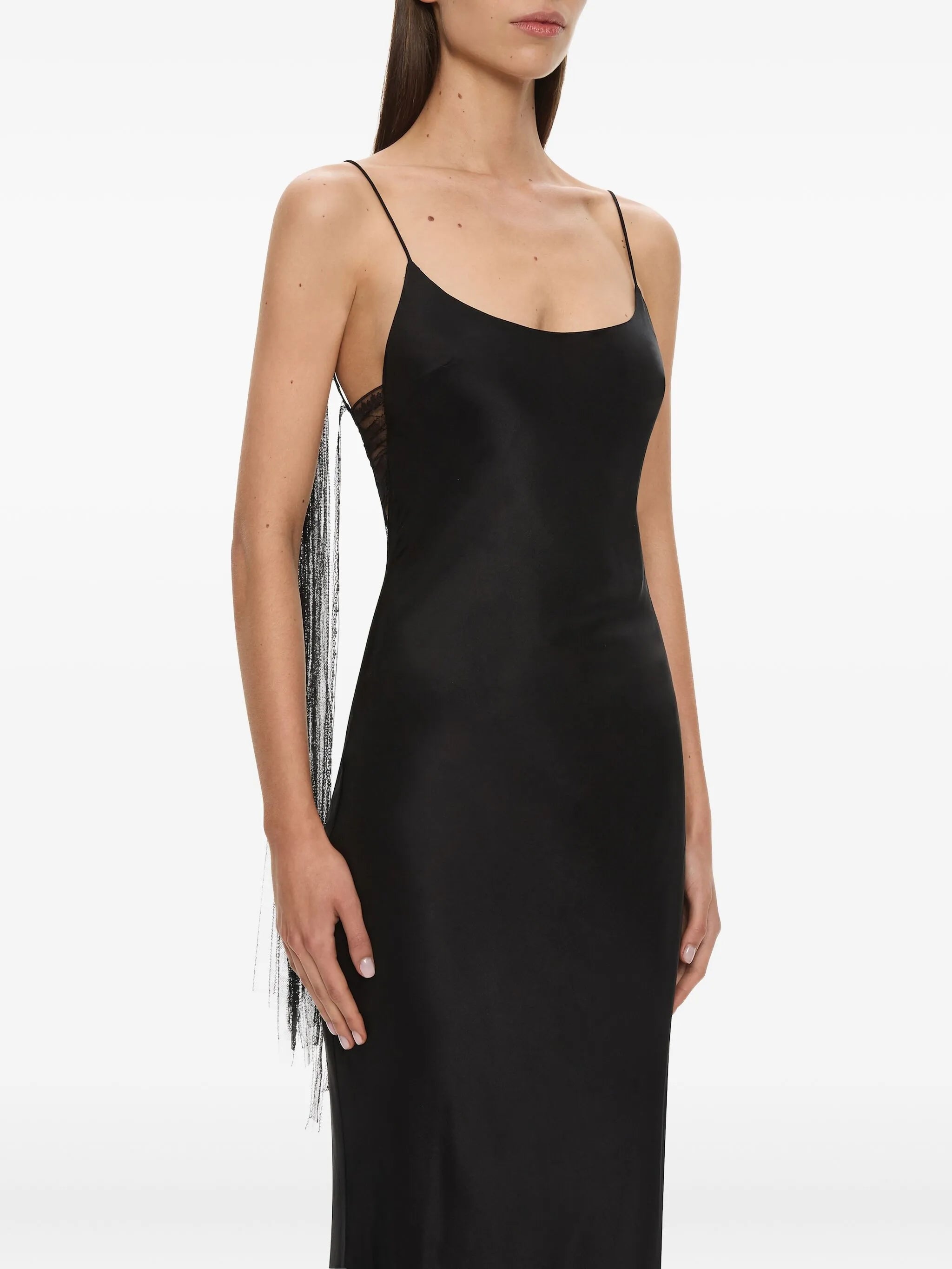 Lattice lace silk gown