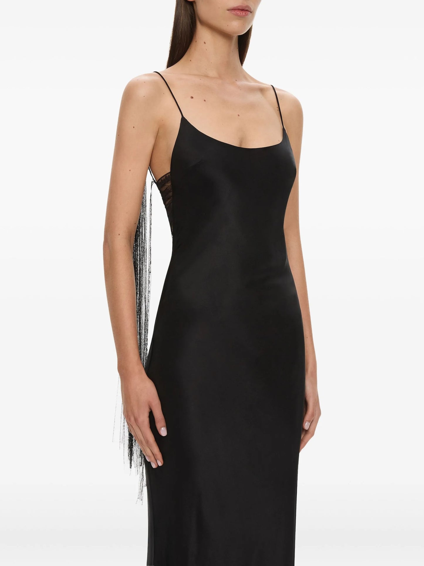 Lattice lace silk gown