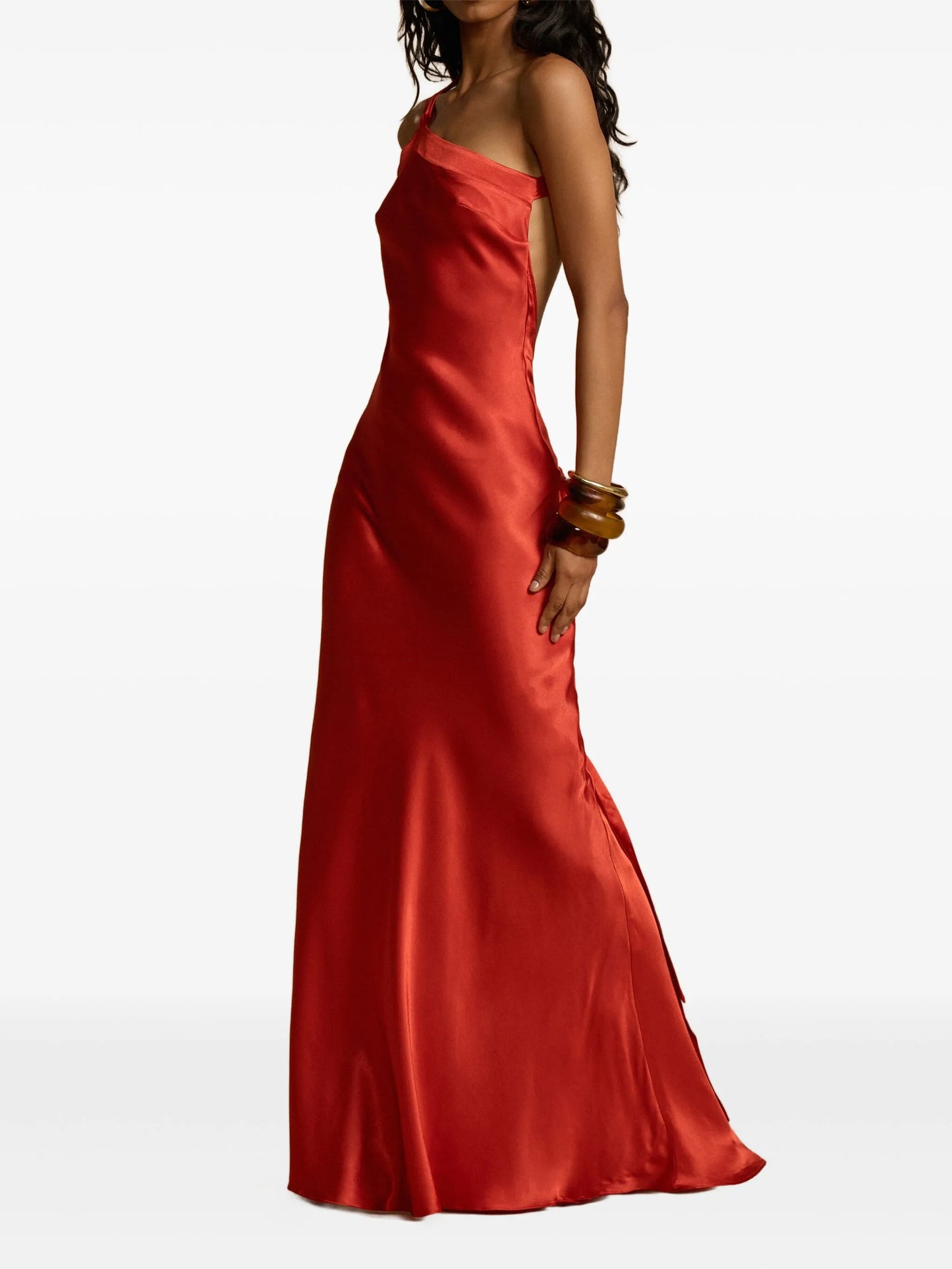 Monique asymmetric tie gown dress