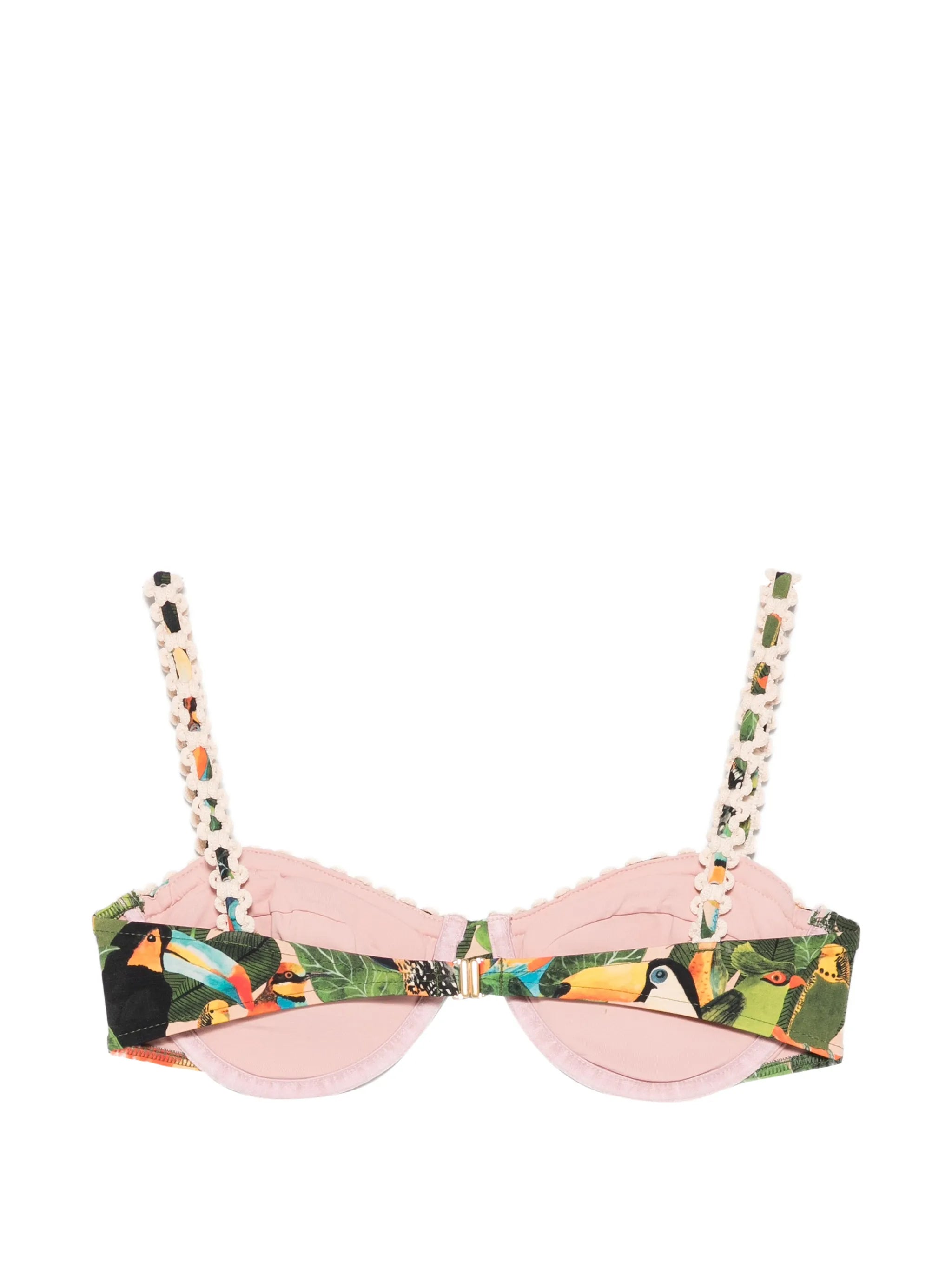 bird-print underwire bikini top