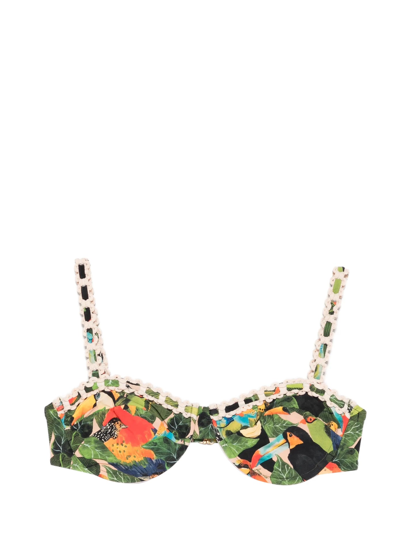 bird-print underwire bikini top