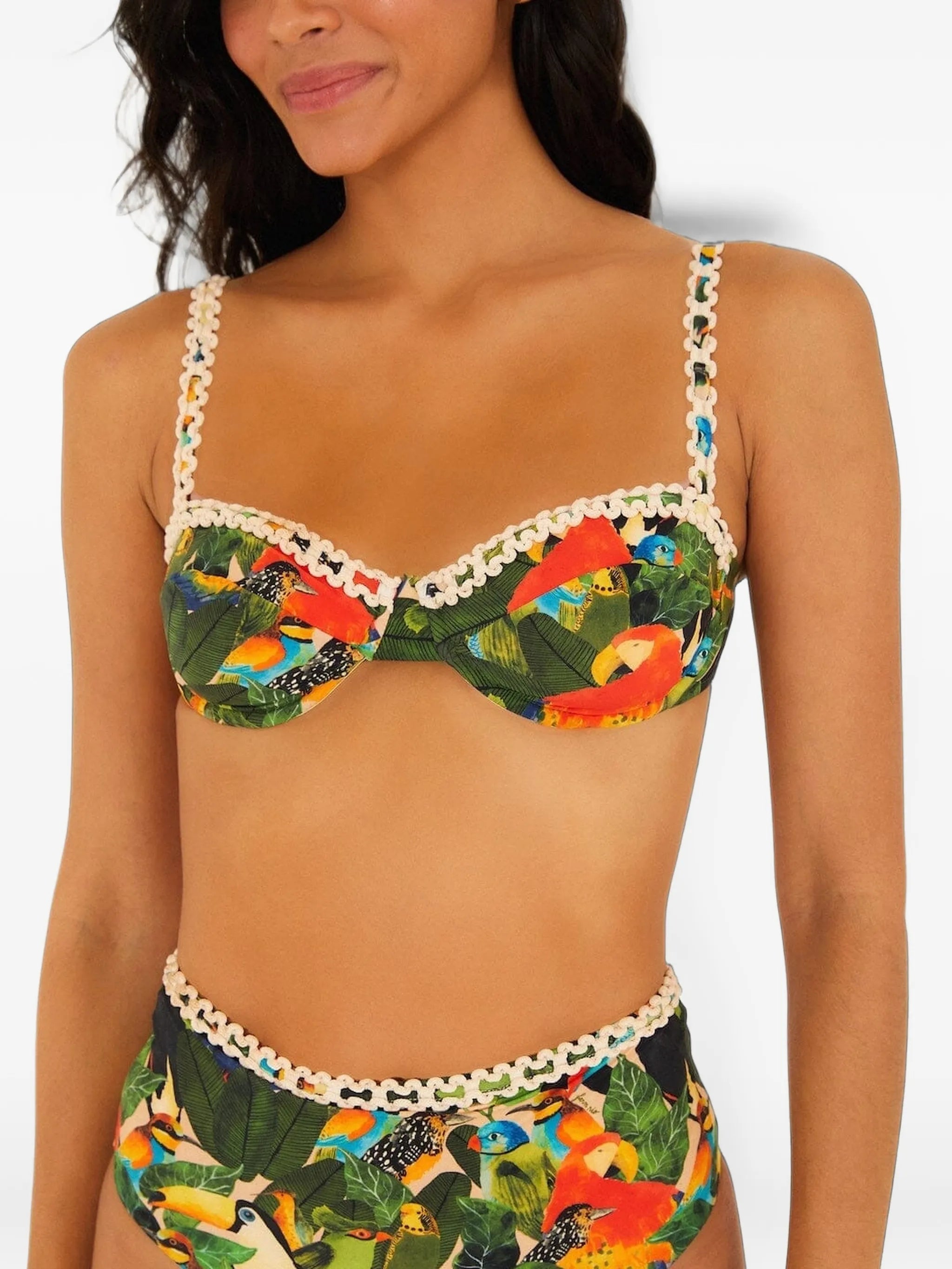 Green Bird Leaves underwire bikini top