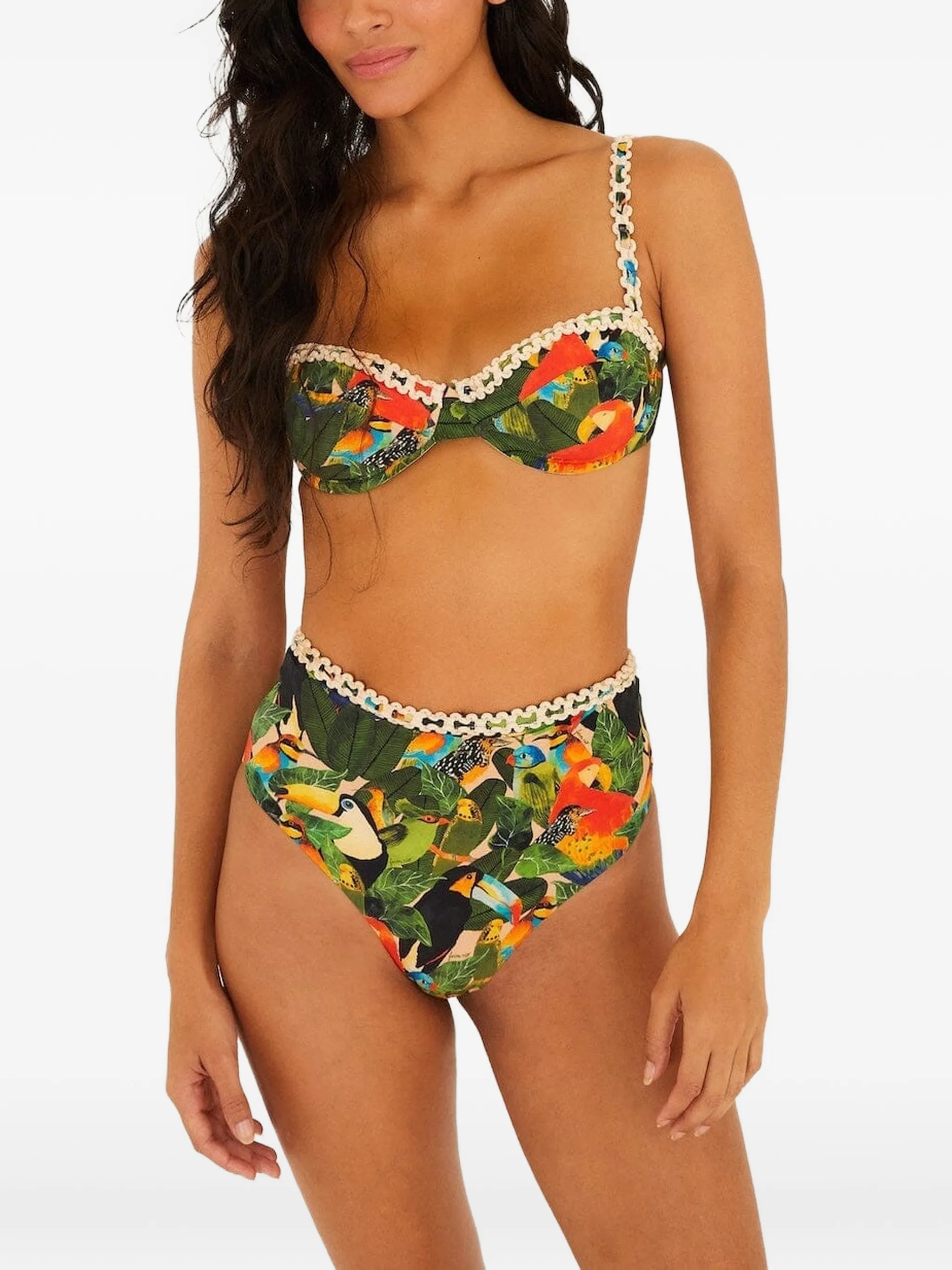 Green Bird Leaves underwire bikini top