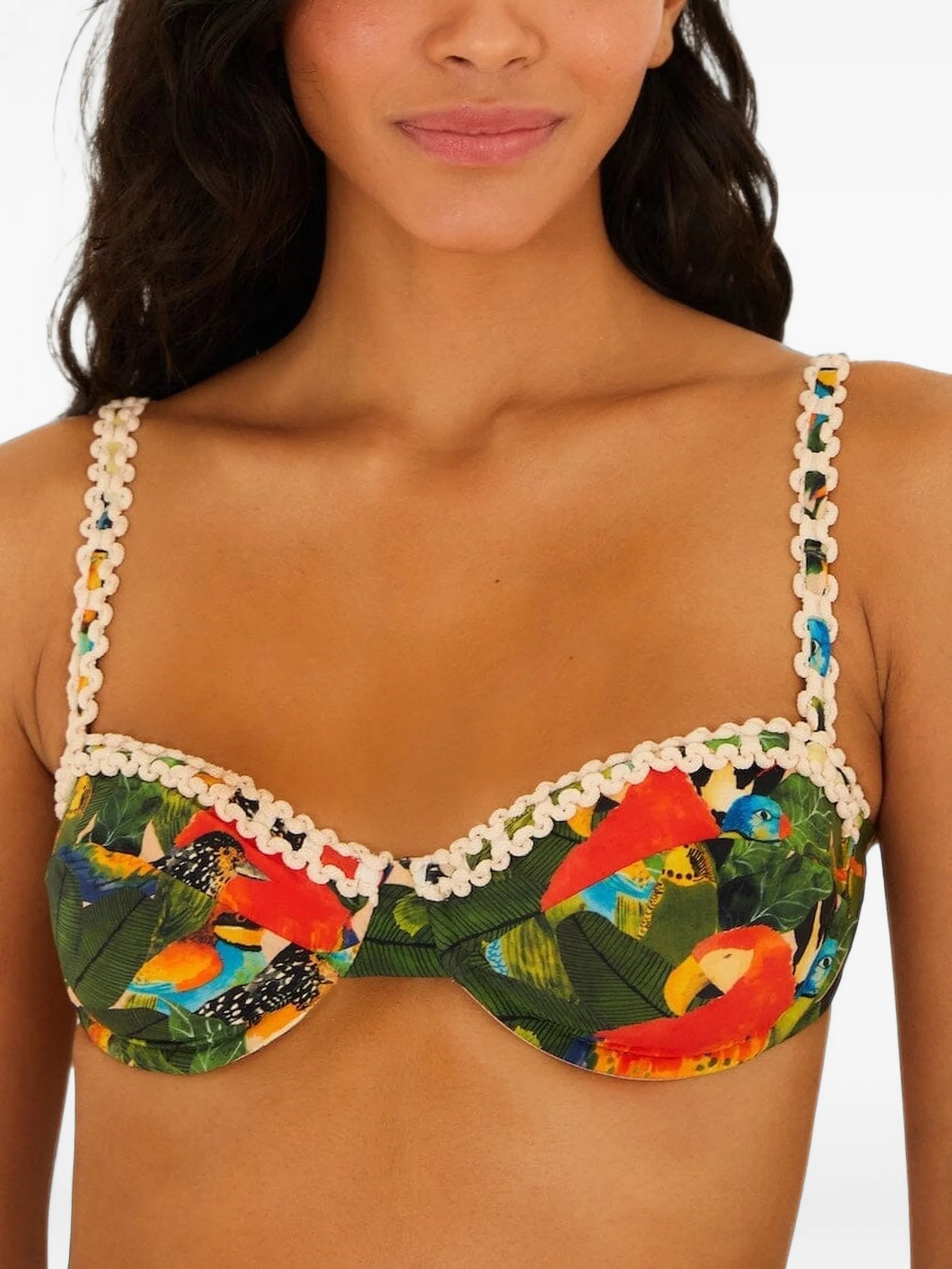Green Bird Leaves underwire bikini top