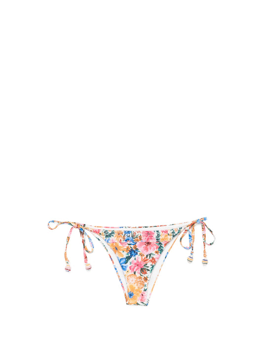 floral-print tie-side bikini bottom