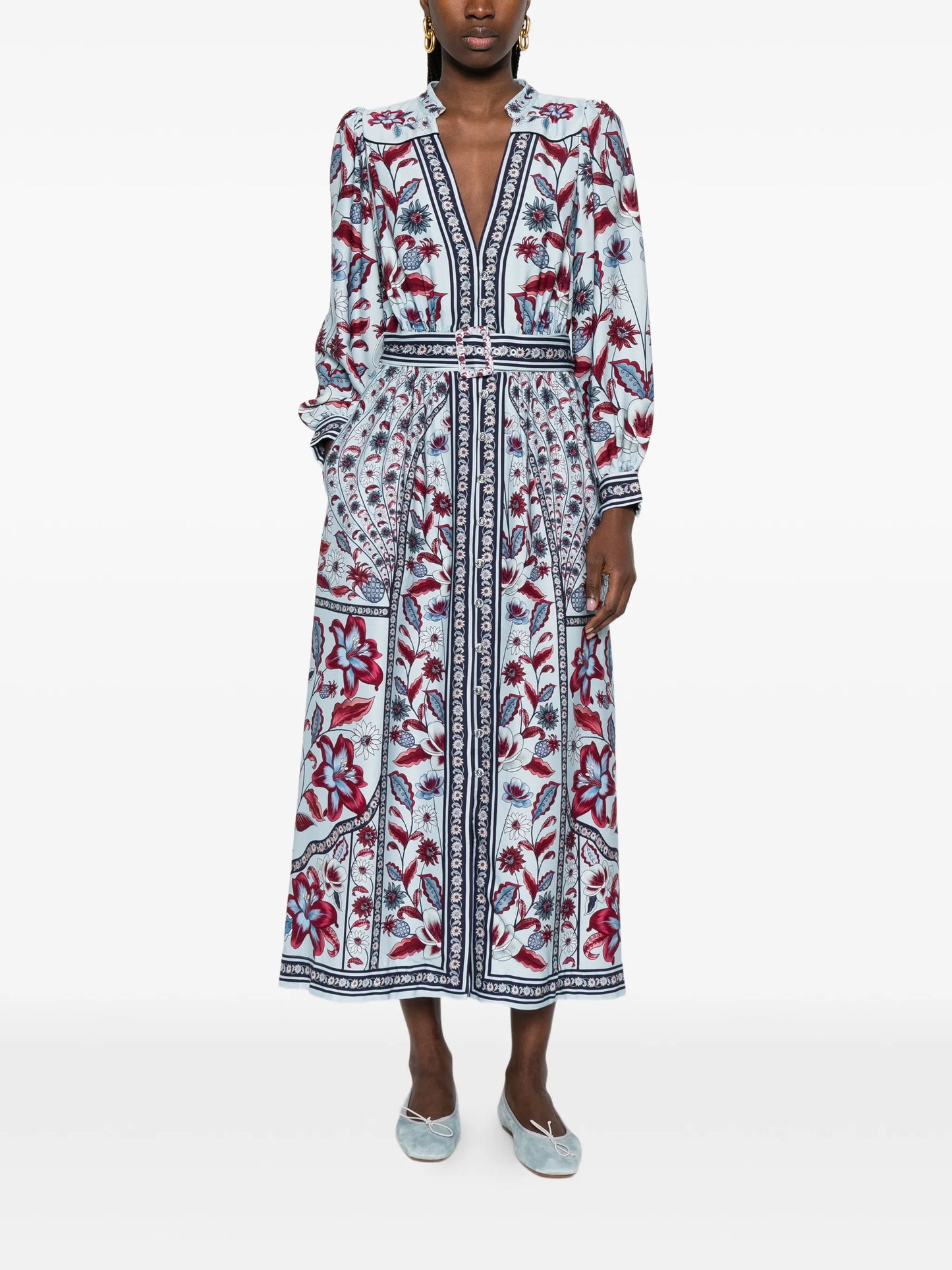 Marcelle floral-print belted midi dress