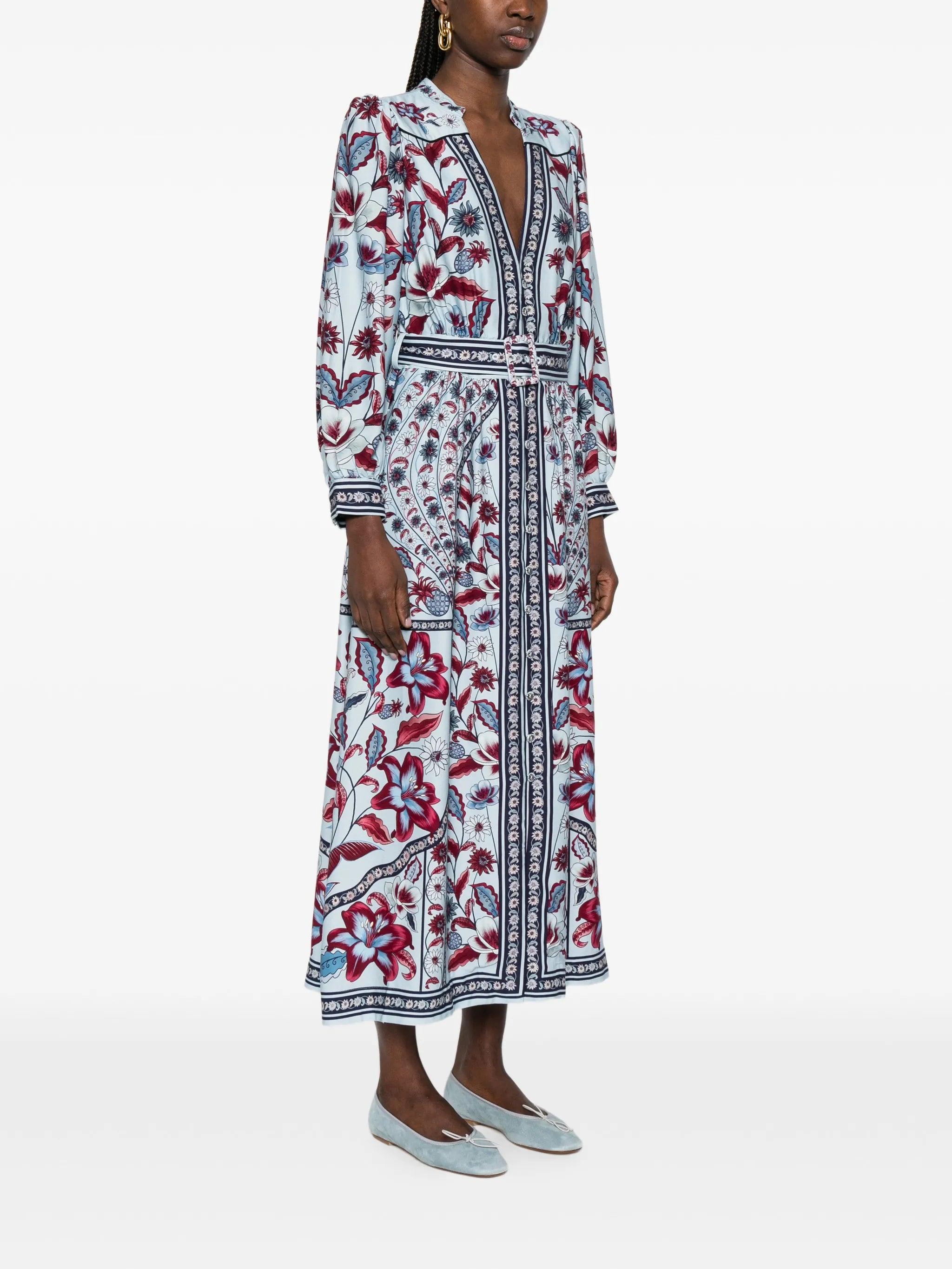 Marcelle floral-print belted midi dress