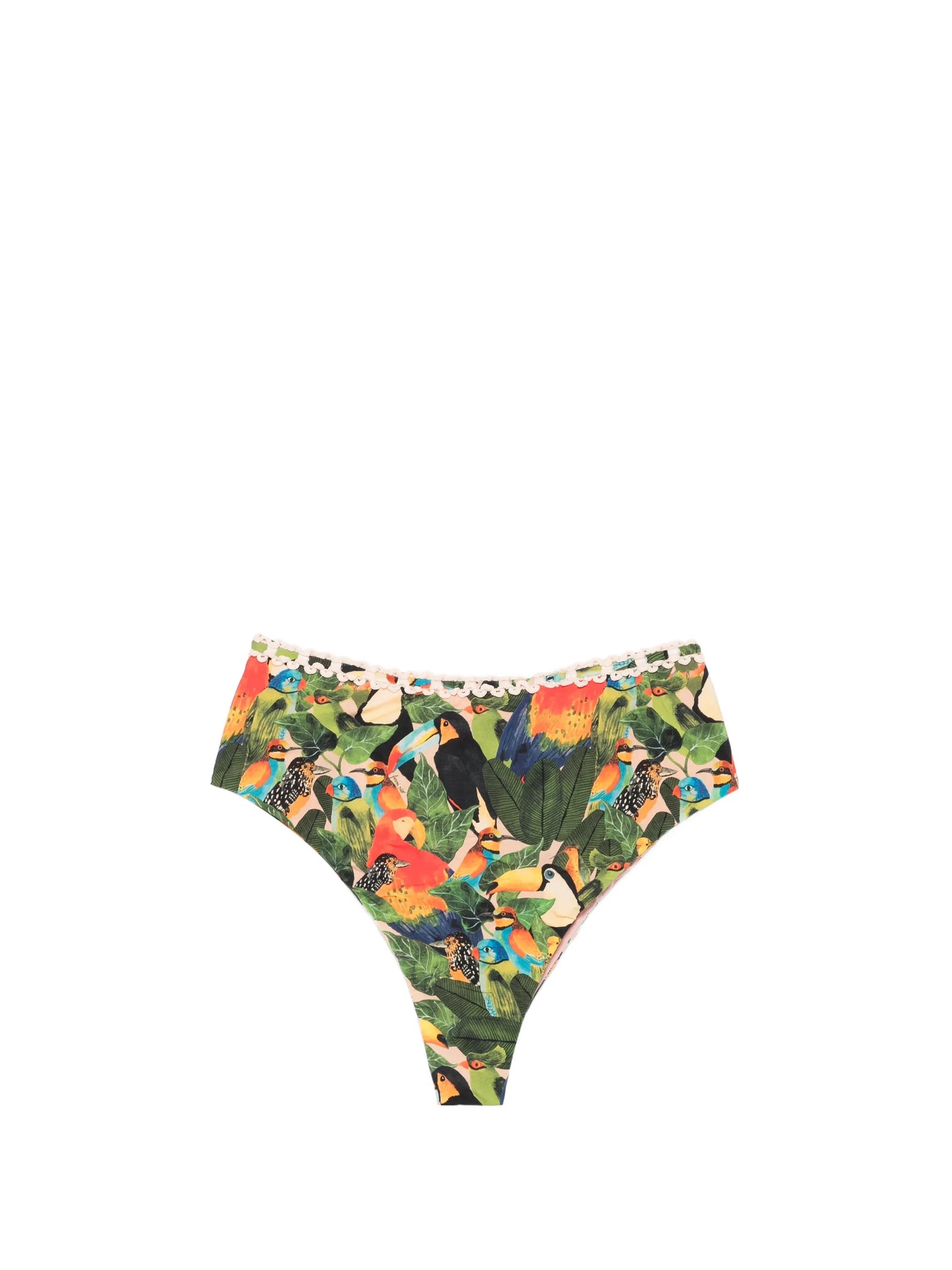bird leaves high-waist bikini bottoms