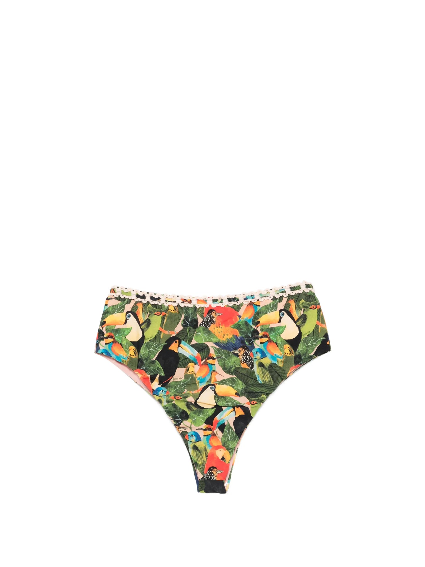 bird leaves high-waist bikini bottoms