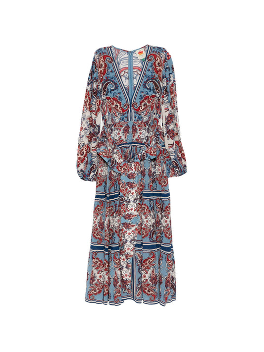 Paisley Scarf tie-waist maxi dress