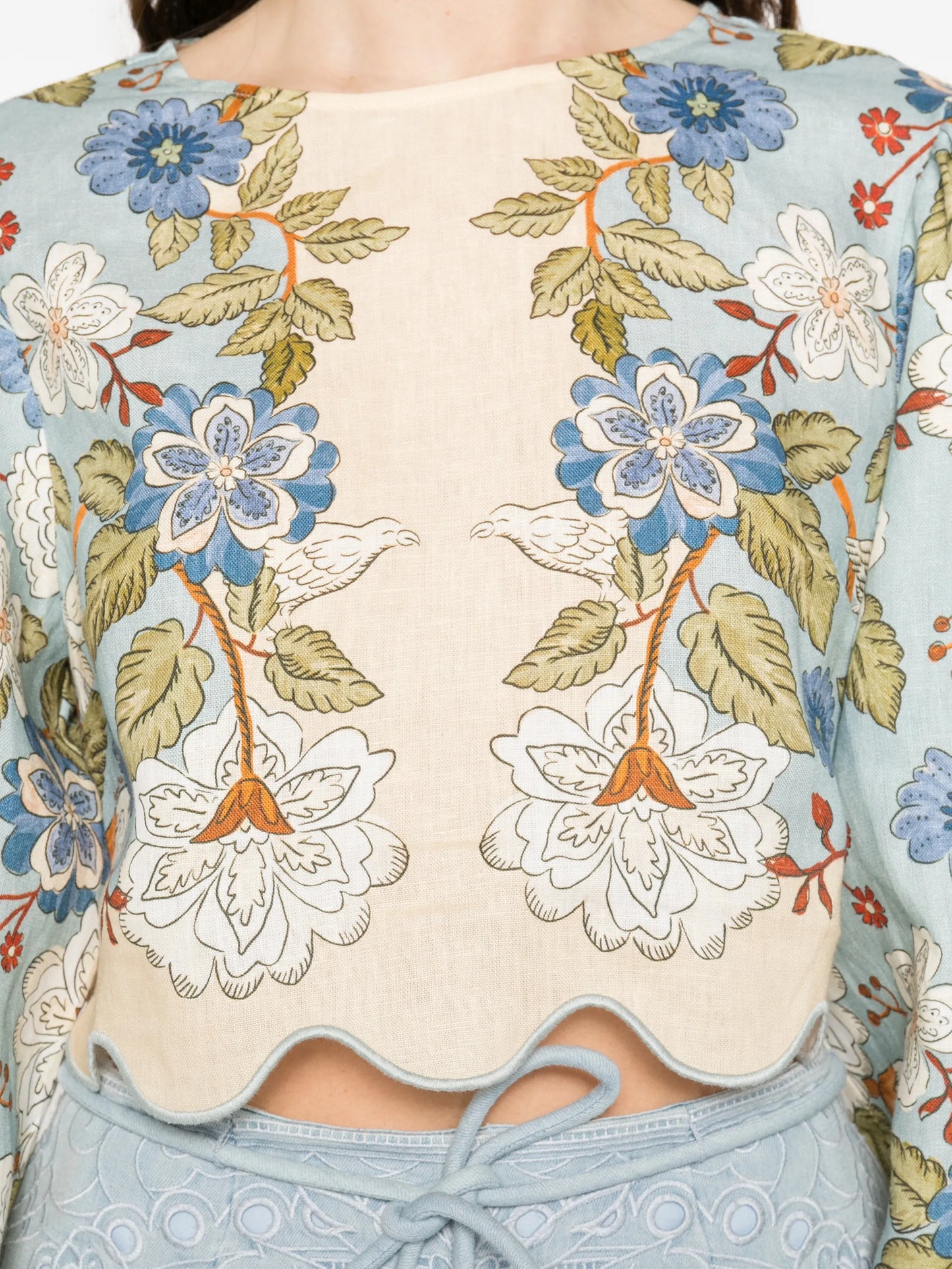 Garden Scarf floral-print blouse