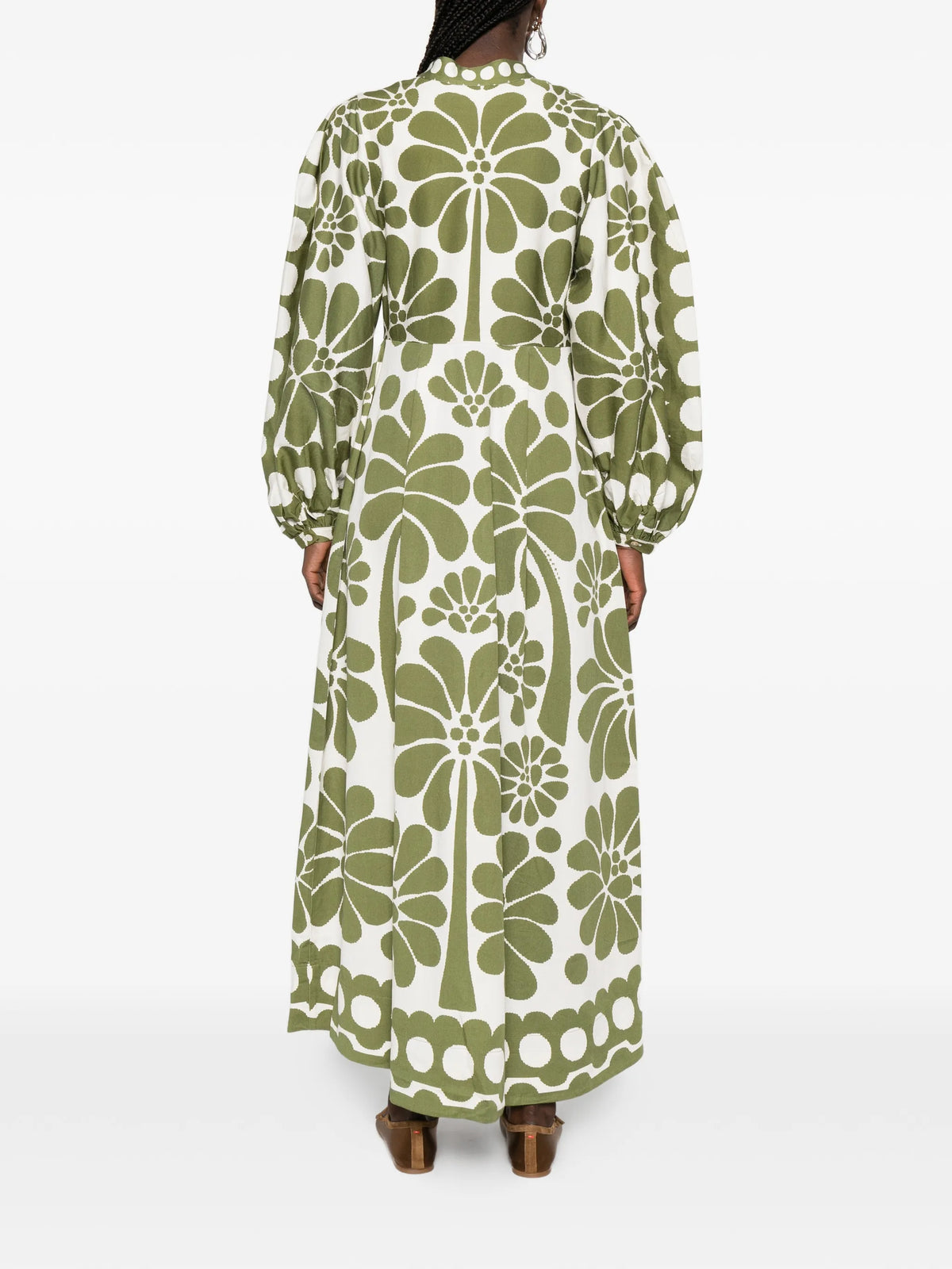 green Palermo buttoned puff sleeve maxi dress
