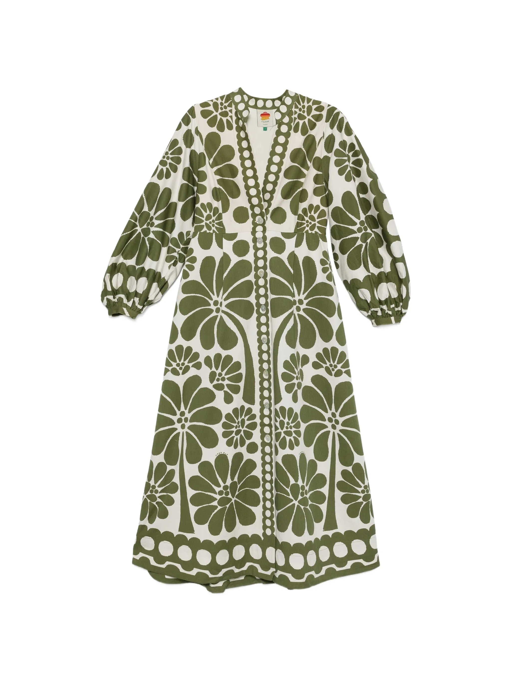 green Palermo buttoned puff sleeve maxi dress