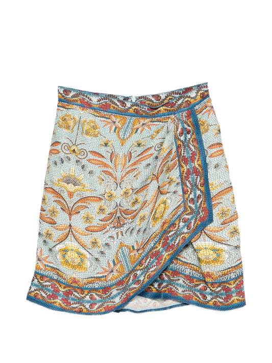 Mosaic Garden mini wrap skirt