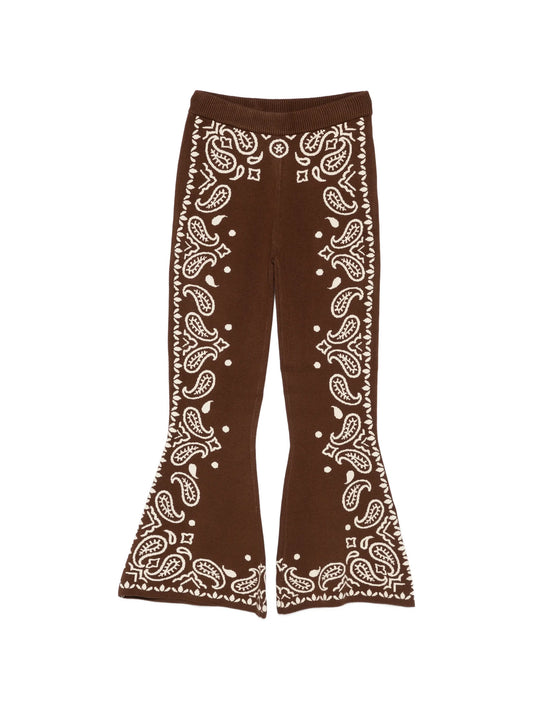 Bohemian Paisley knitted flared trousers