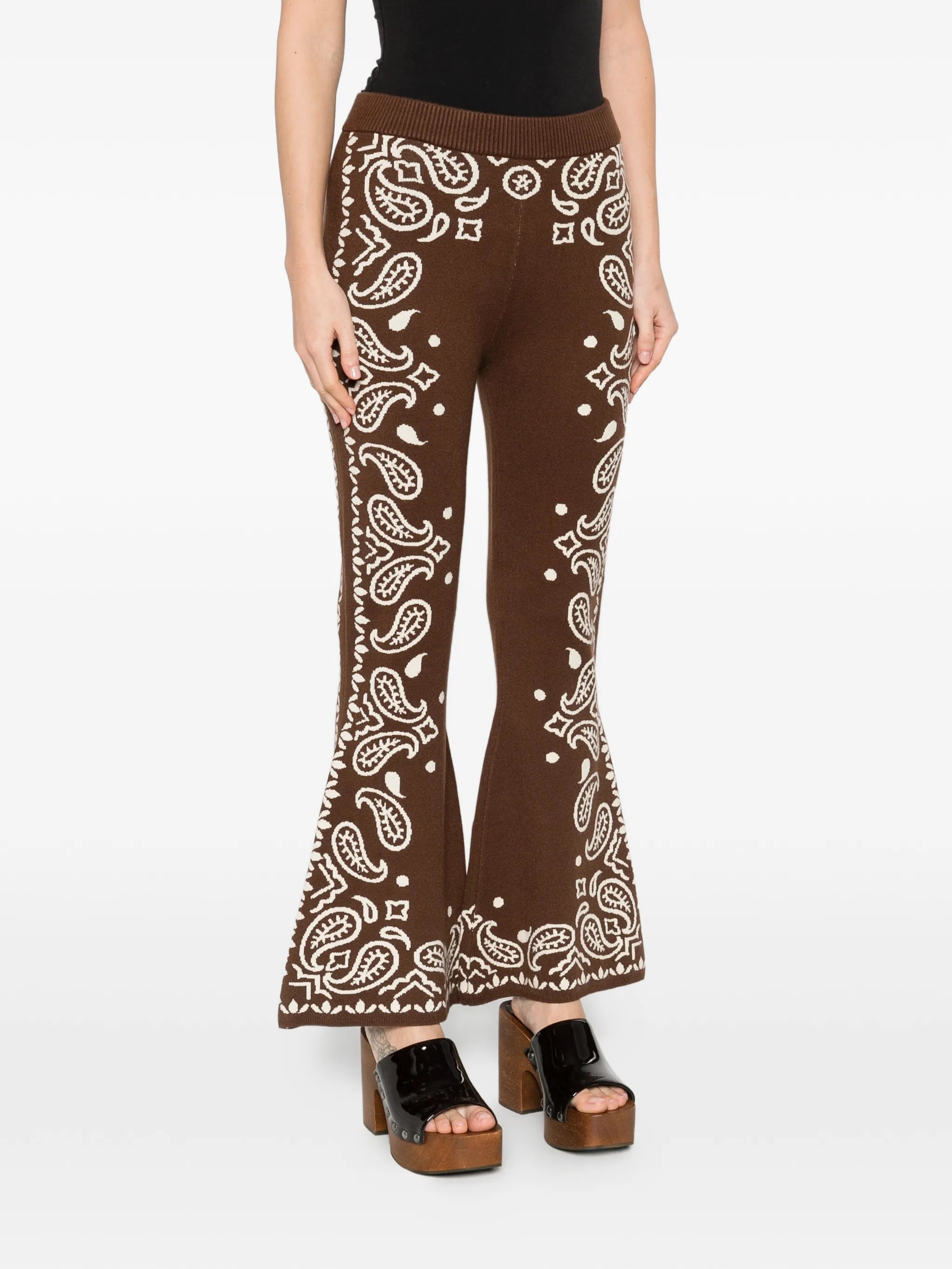 Bohemian Paisley knitted flared trousers