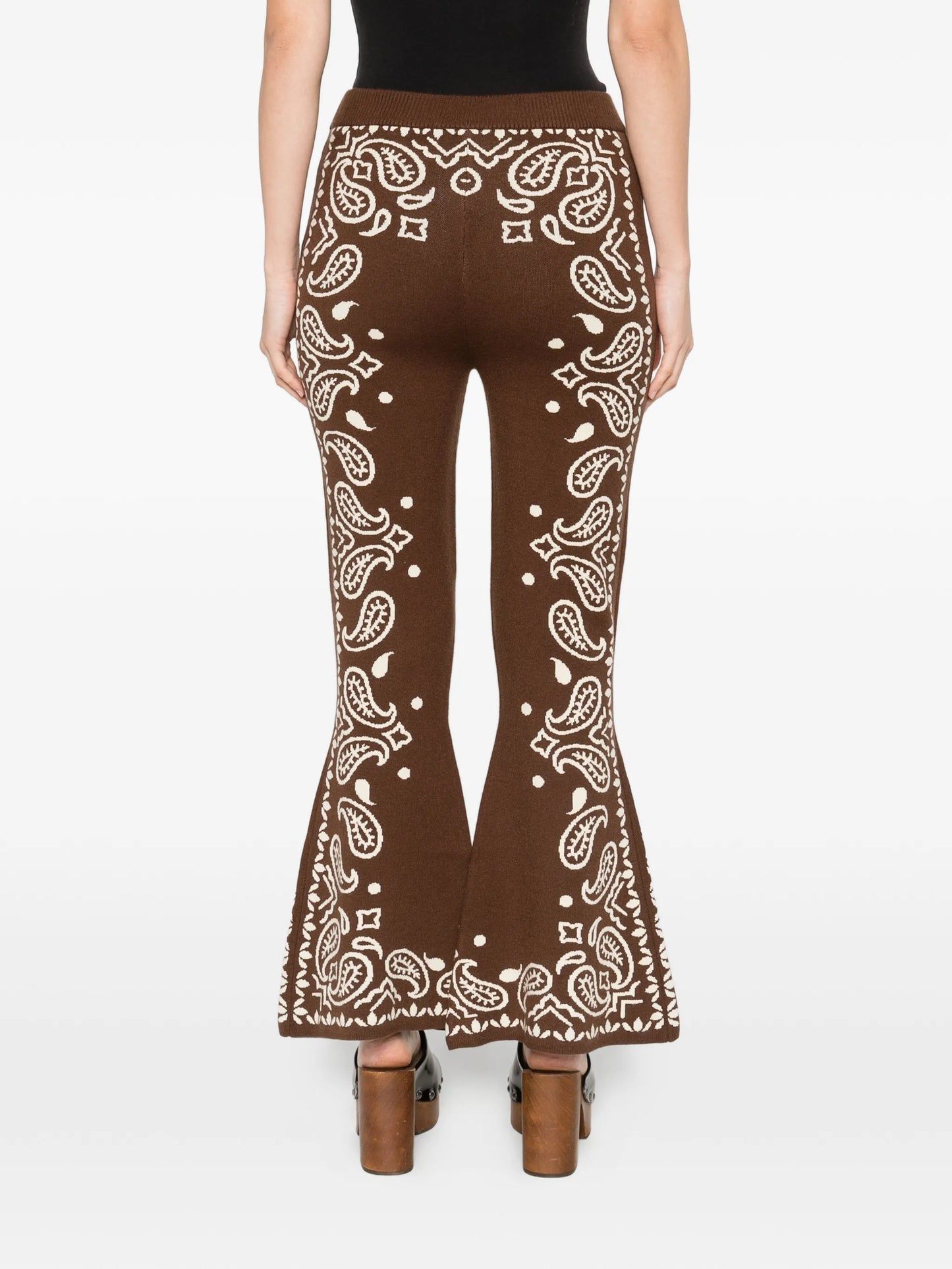 Bohemian Paisley knitted flared trousers