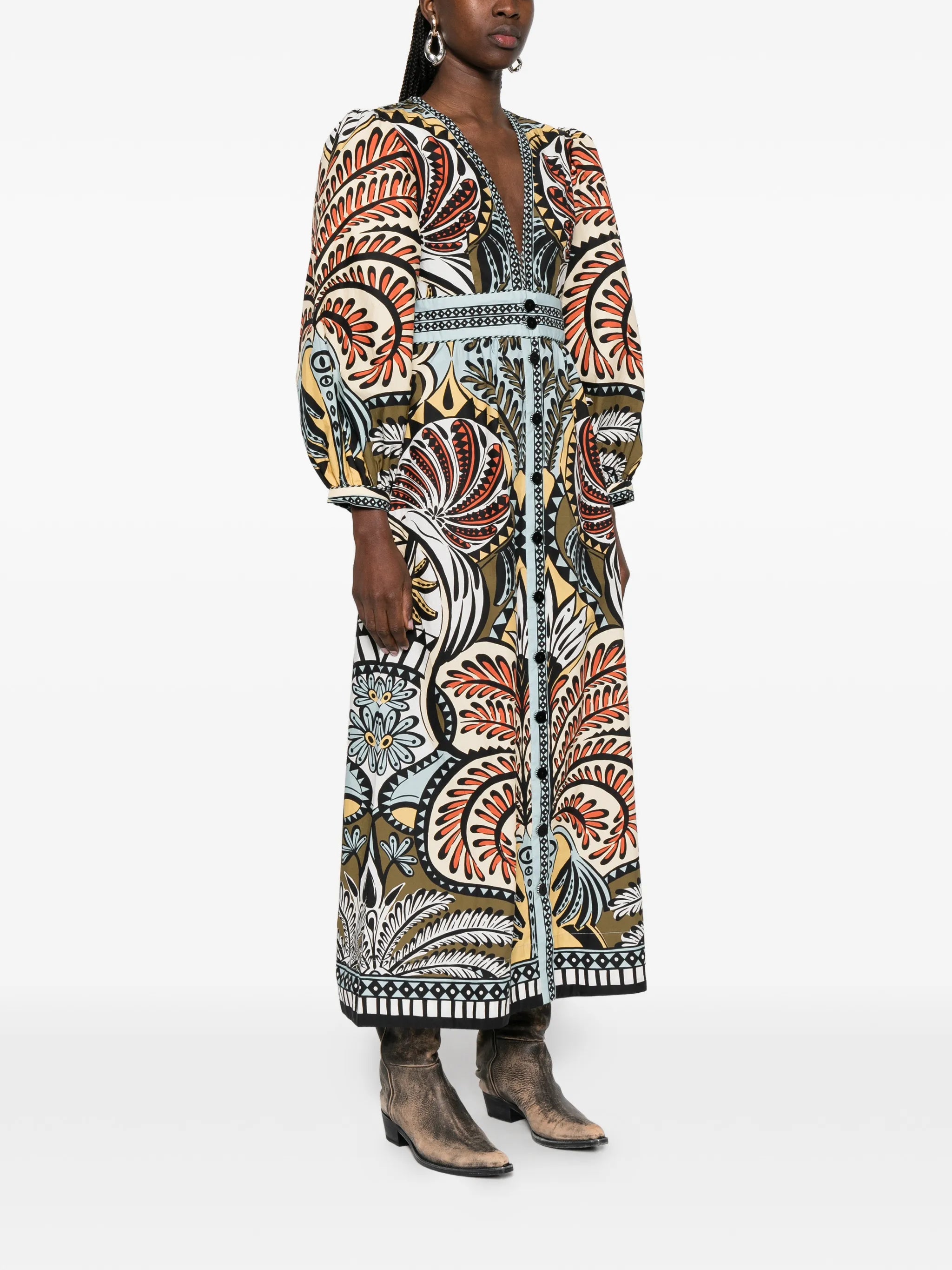 printed V-neck dress