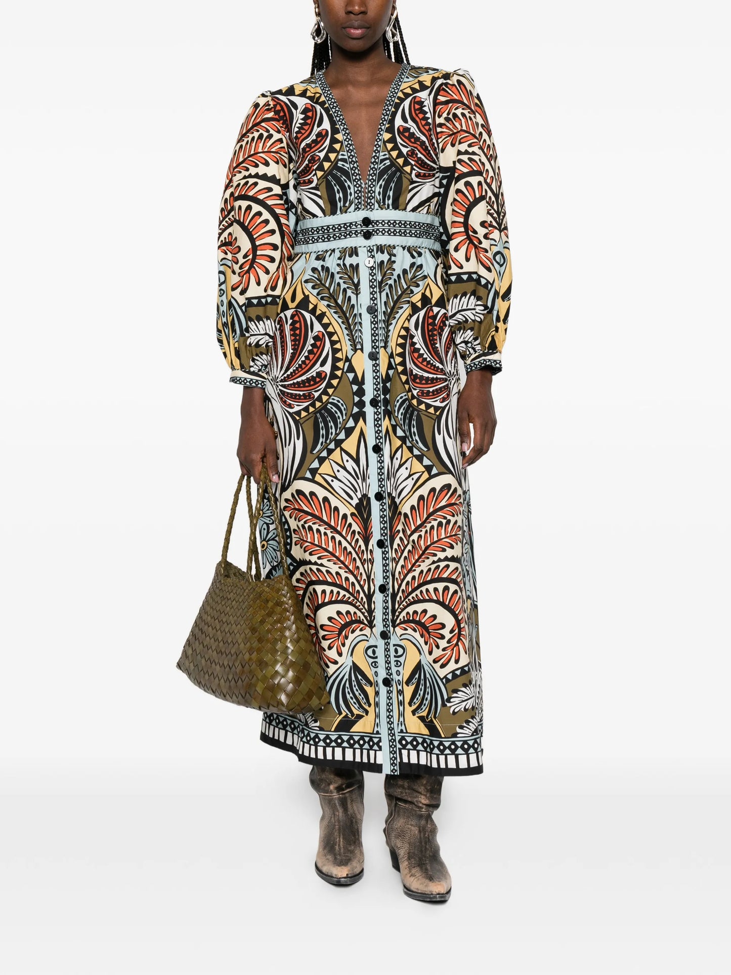 printed V-neck dress