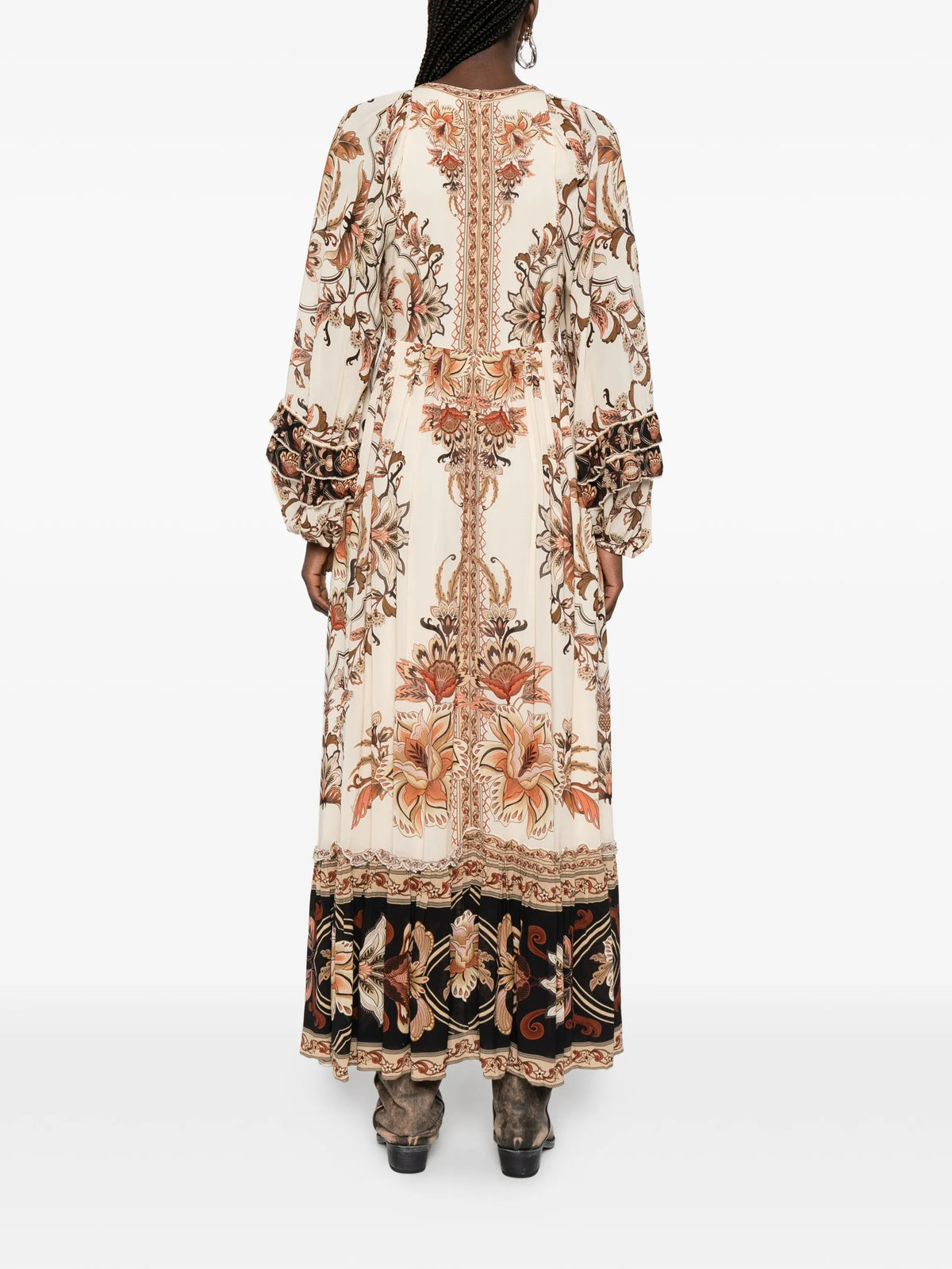 majestic garden ruffled maxi dress