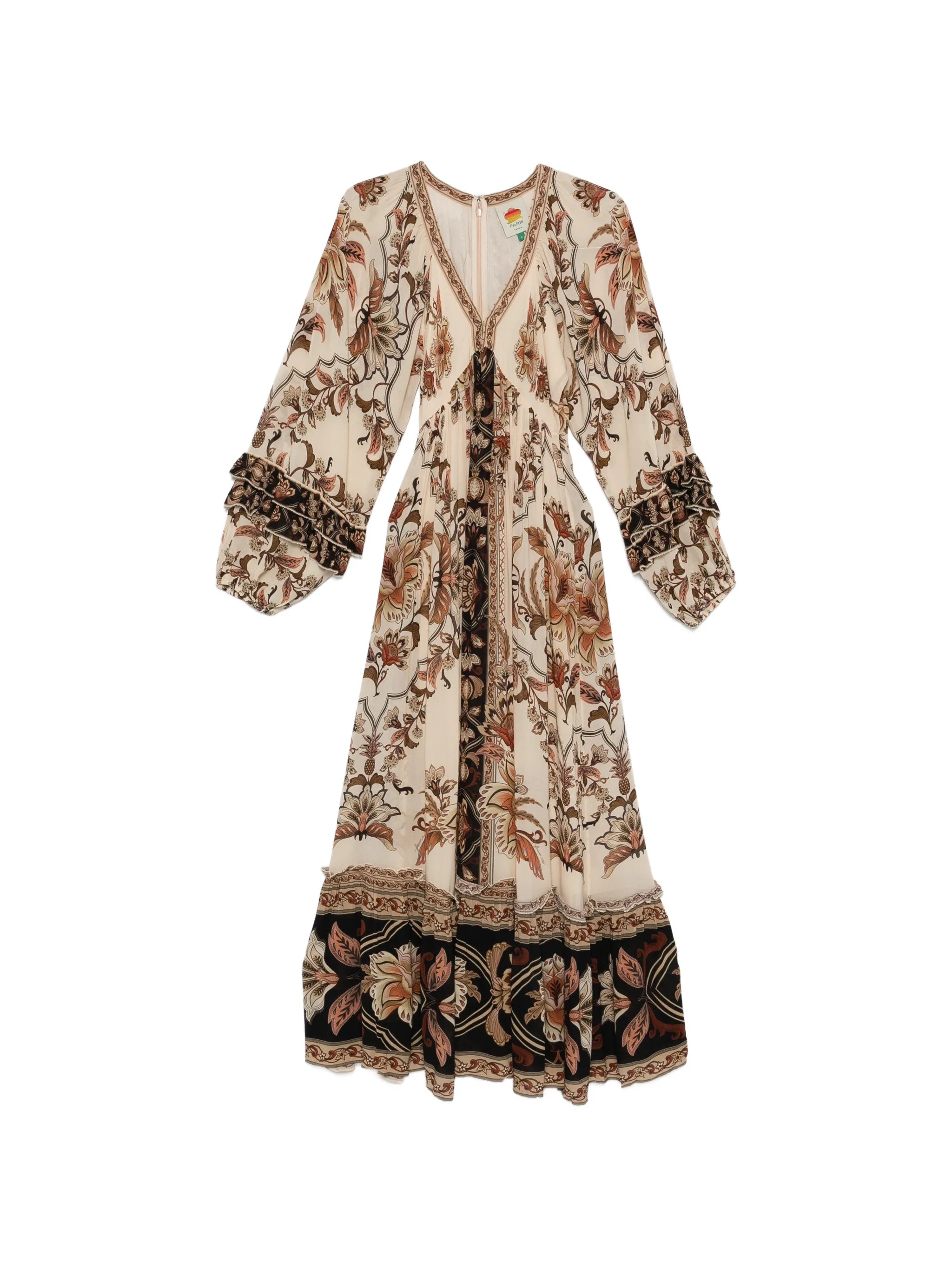 majestic garden ruffled maxi dress