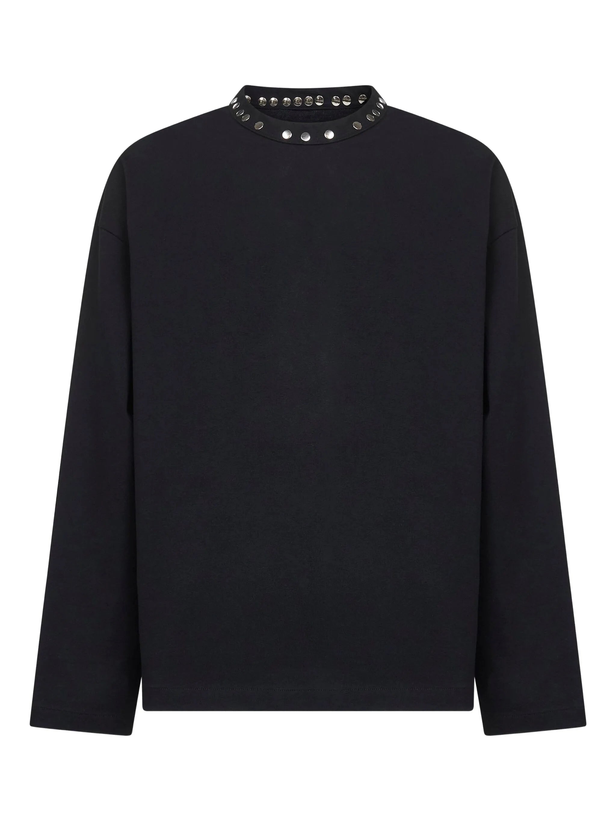 metal-stud crew-neck top
