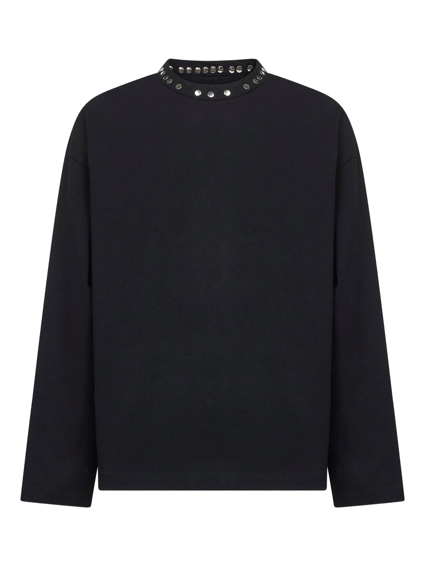 metal-stud crew-neck top