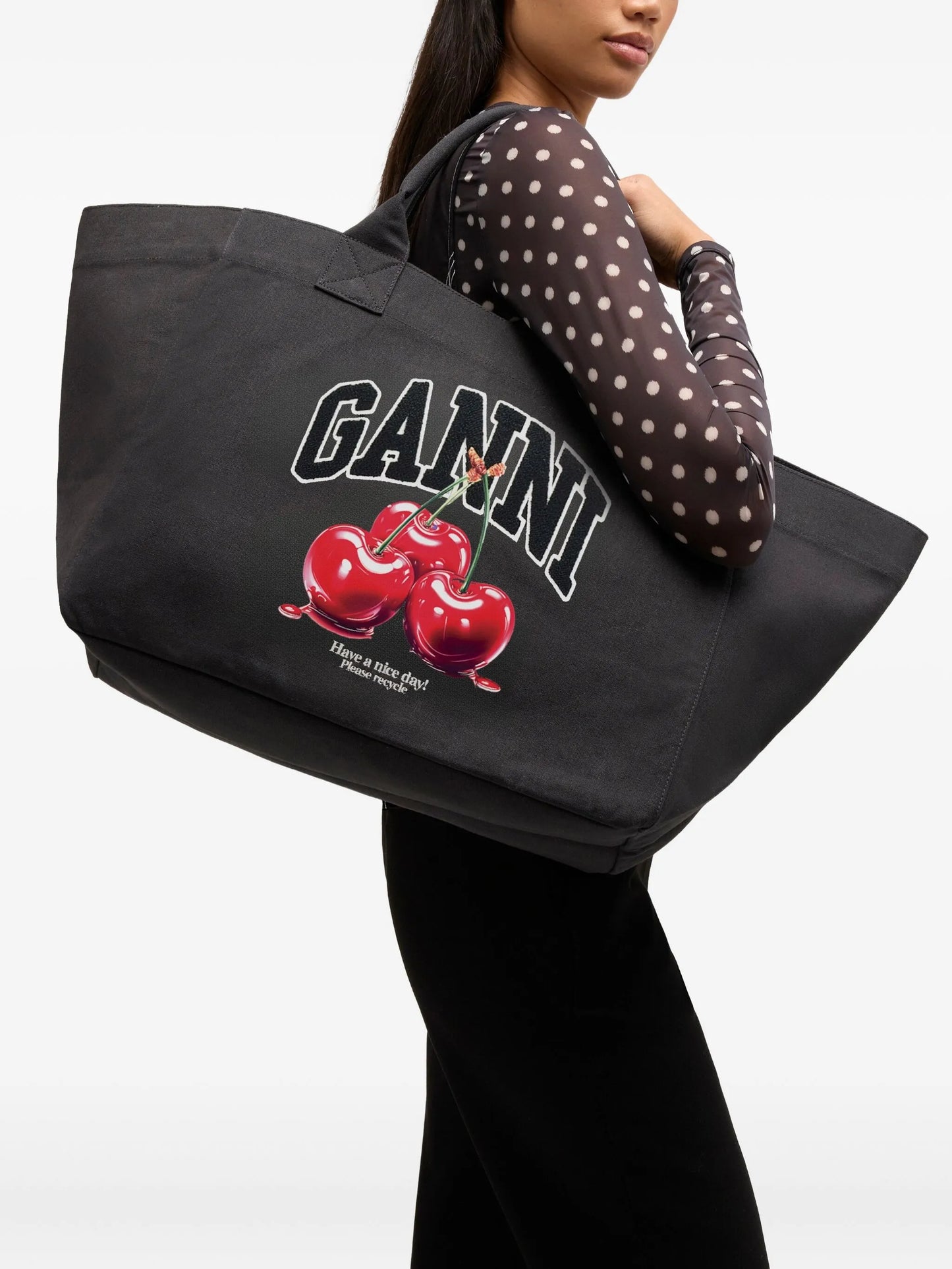 shopper XXL CHERRY printed tote bag