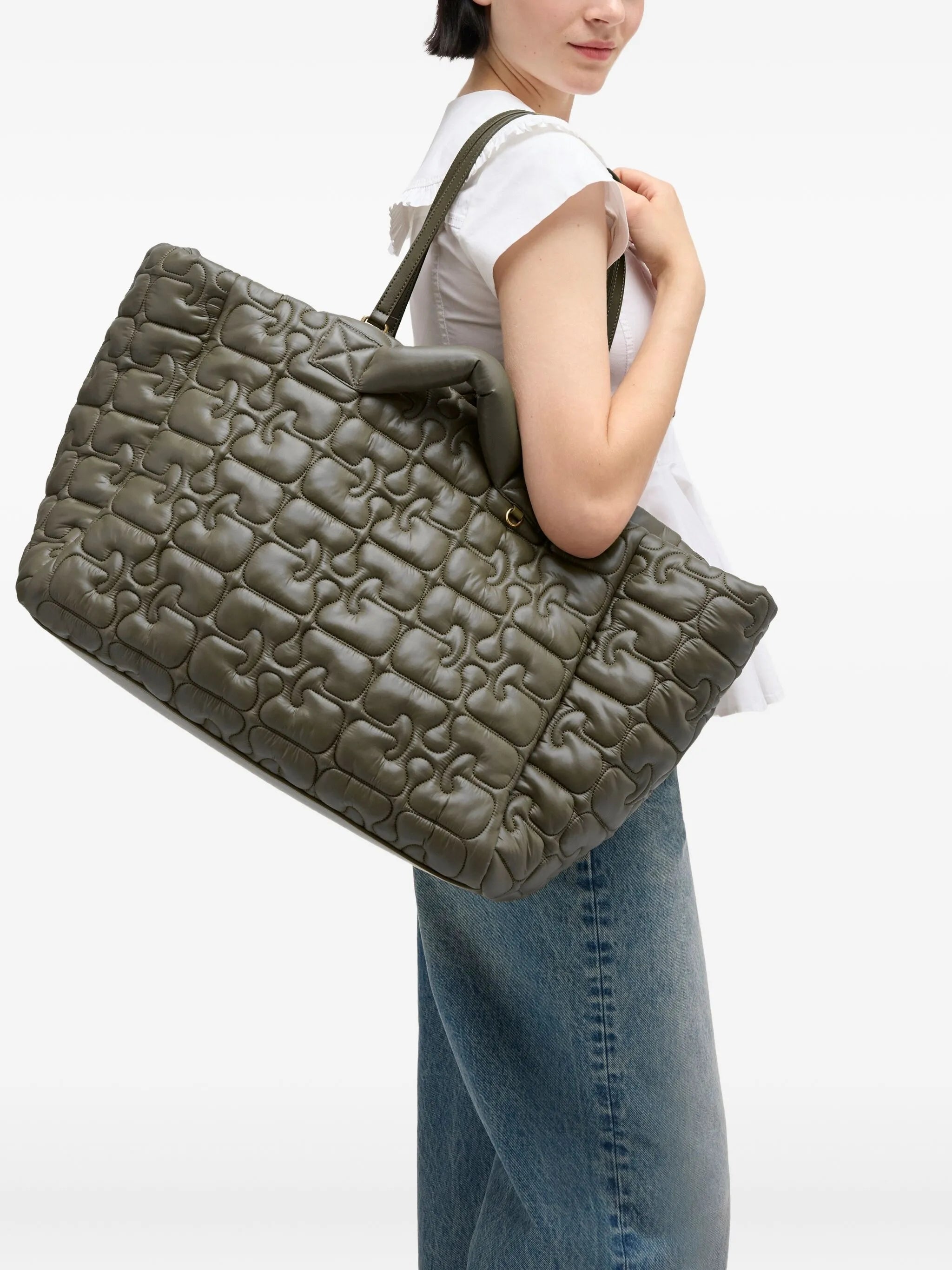 logo-quilted tote bag