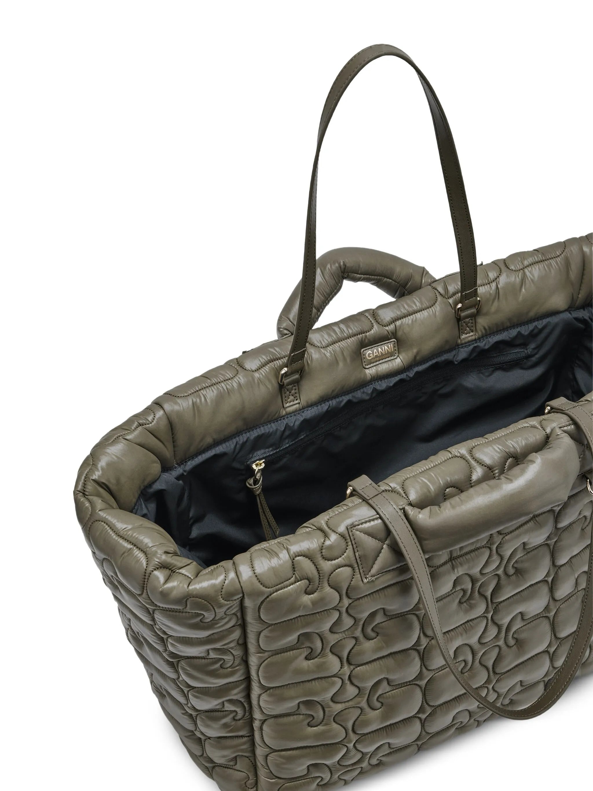 logo-quilted tote bag