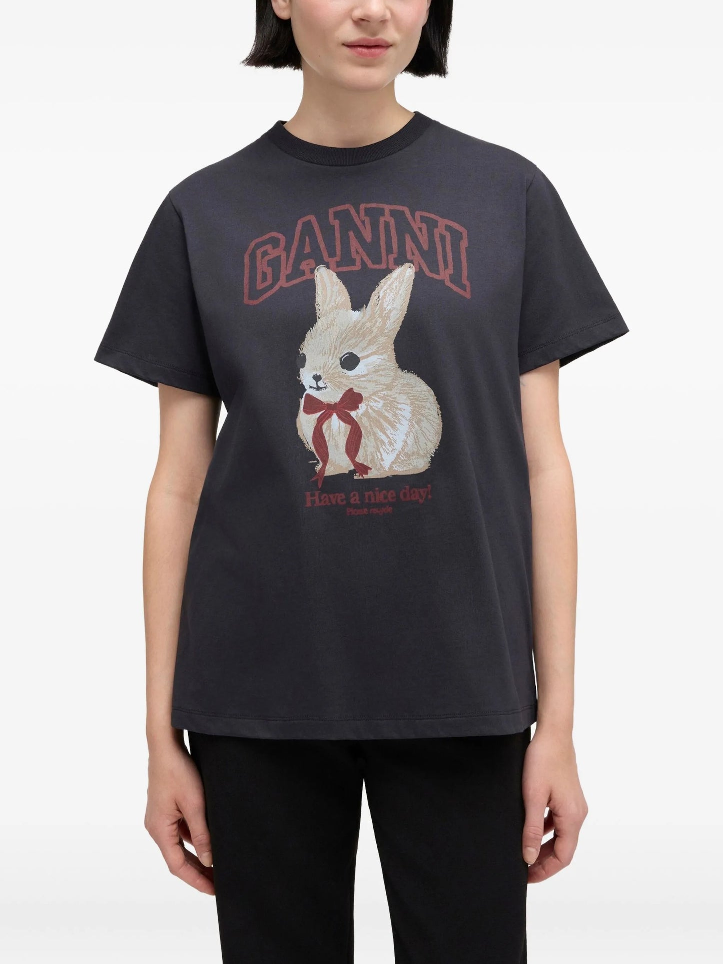 Bunny-print cotton T-shirt