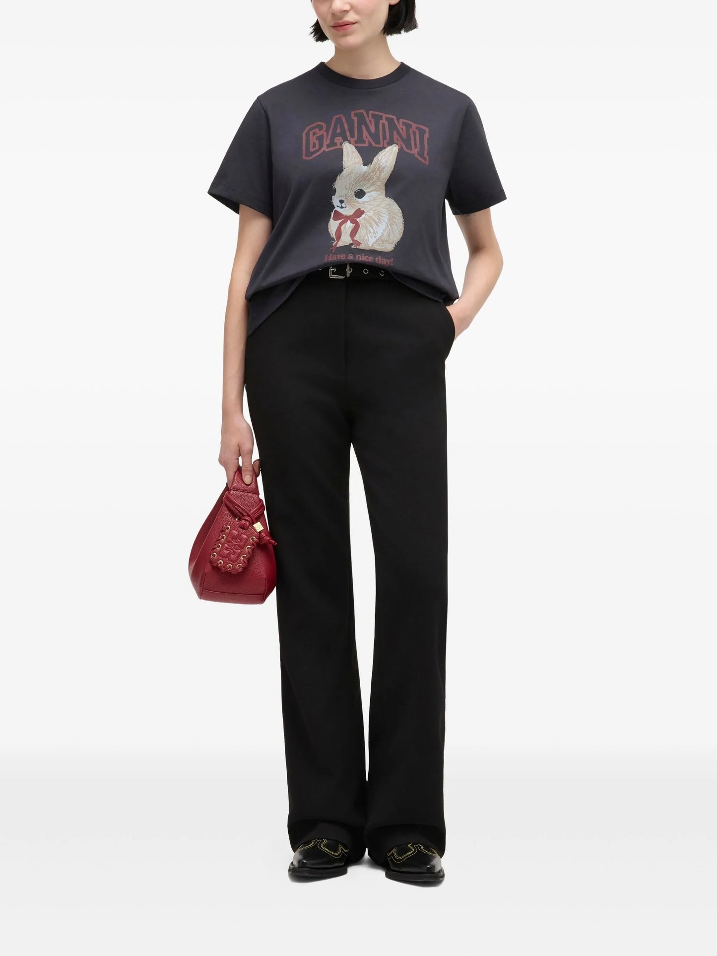 Bunny-print cotton T-shirt