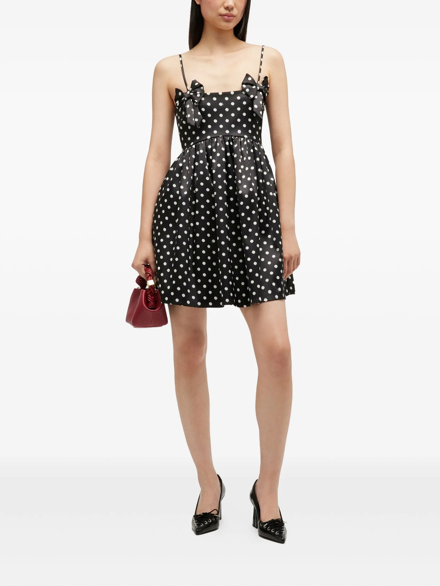 polka dot bow mini dress