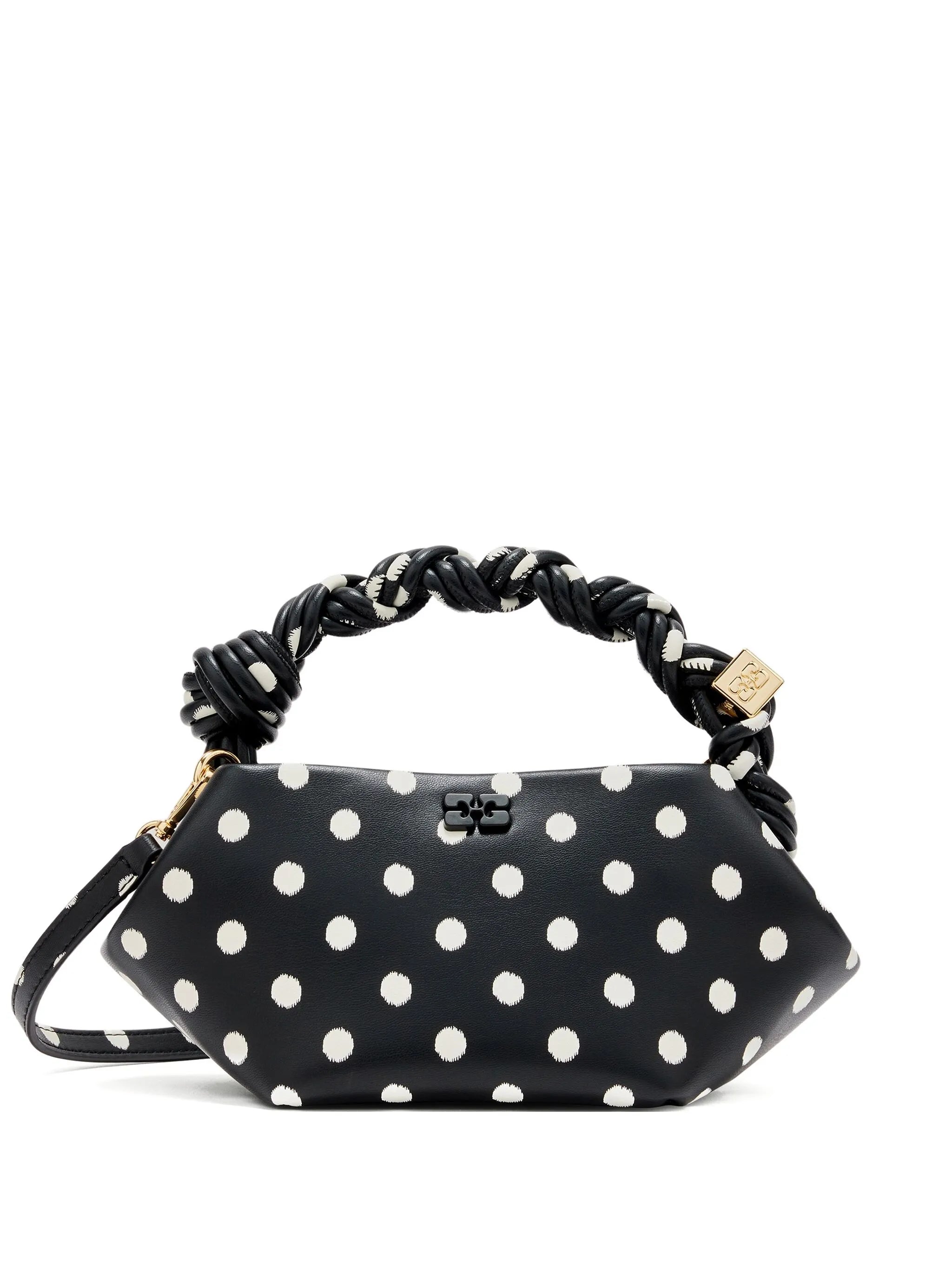 polka-dot twisted-handle tote bag