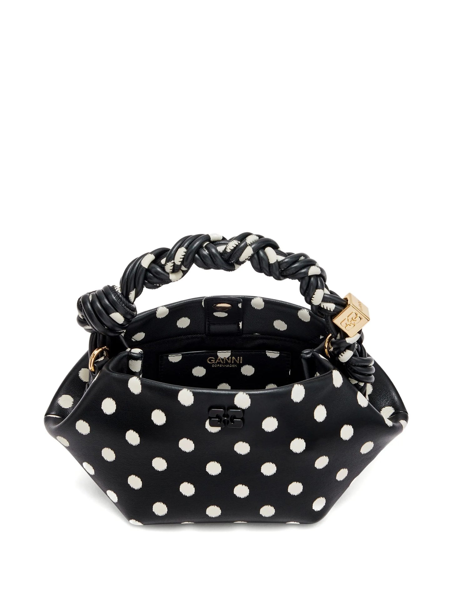 polka-dot twisted-handle tote bag