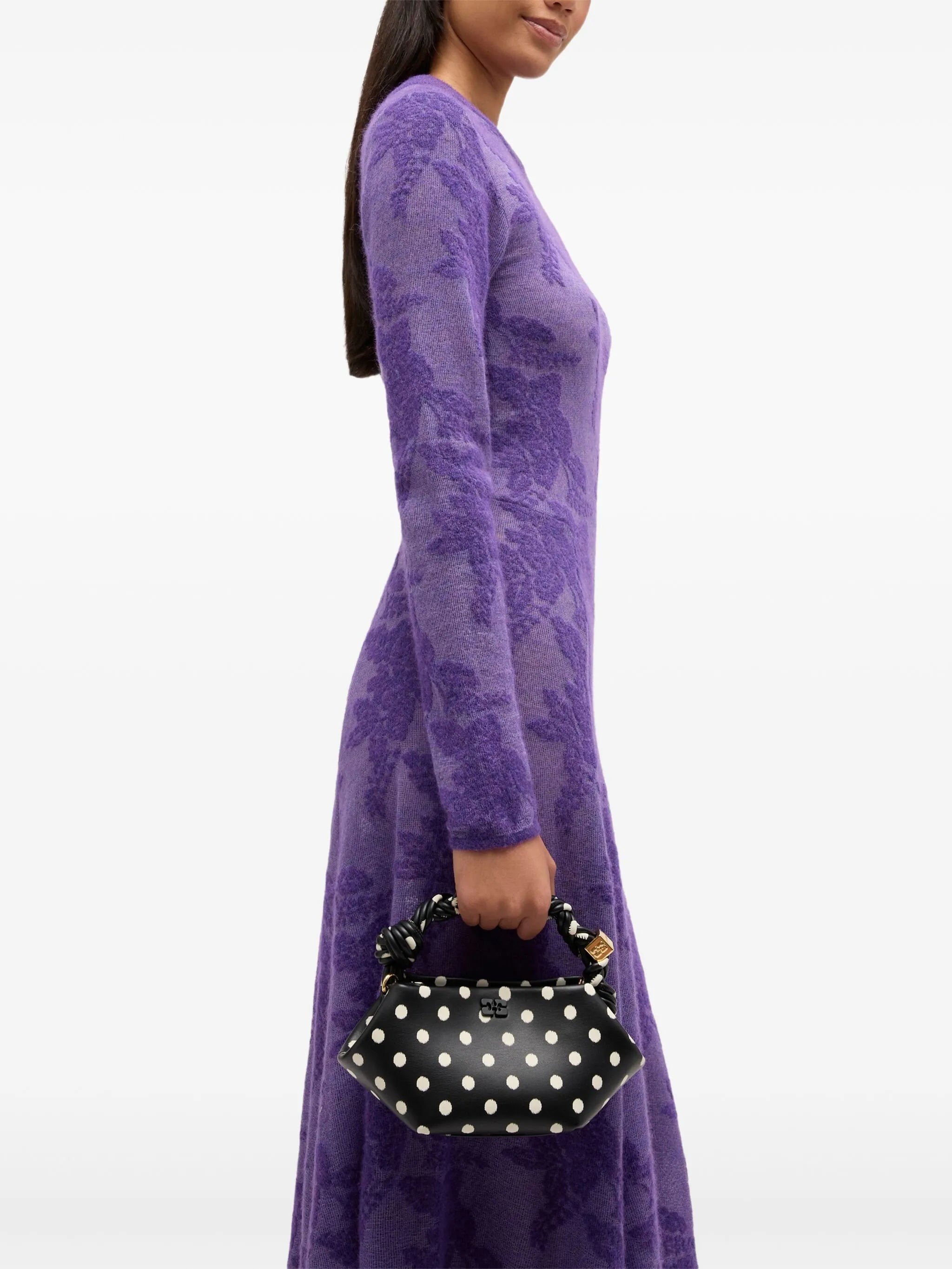 polka-dot twisted-handle tote bag