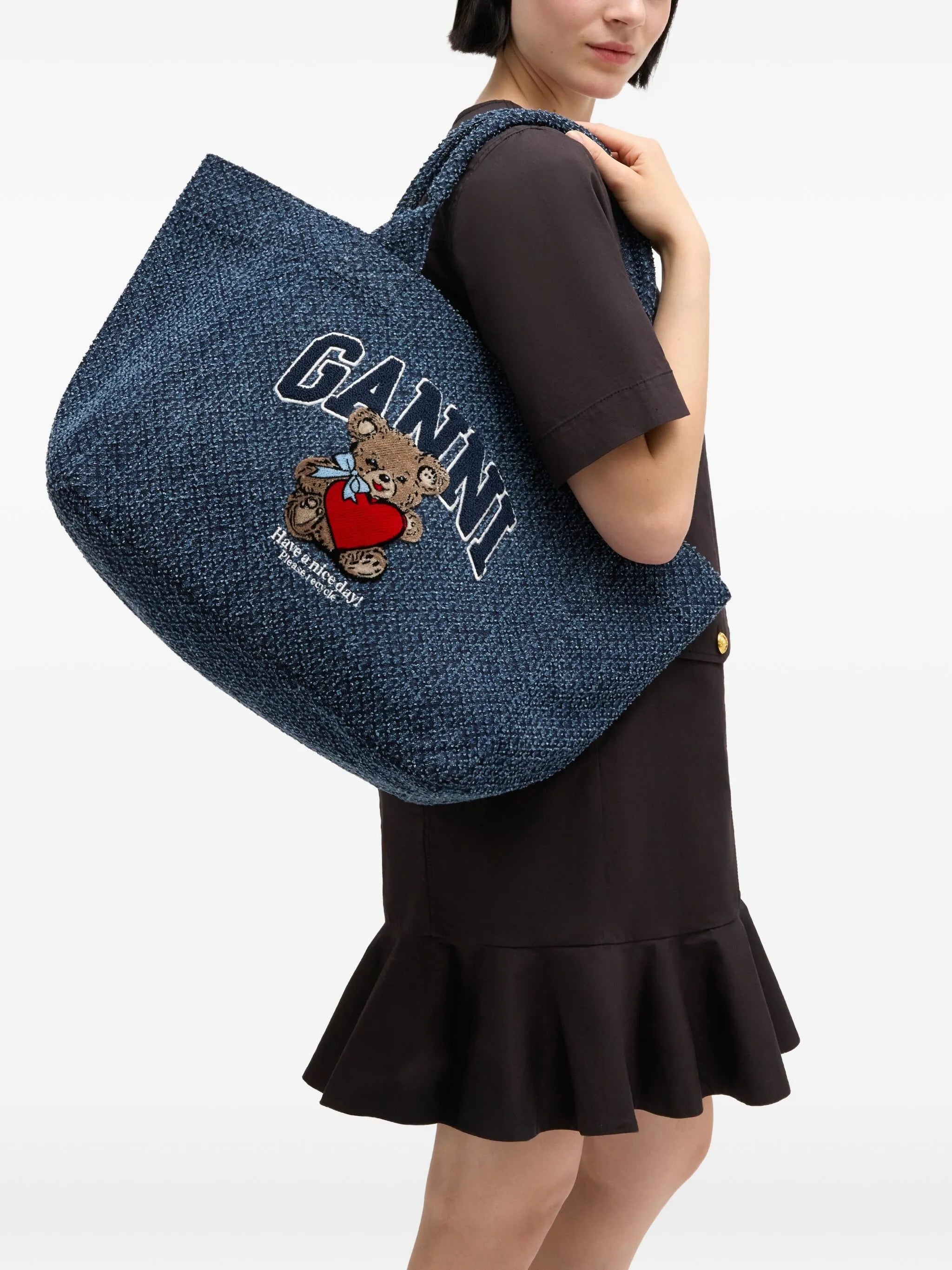 denim medium bear tote