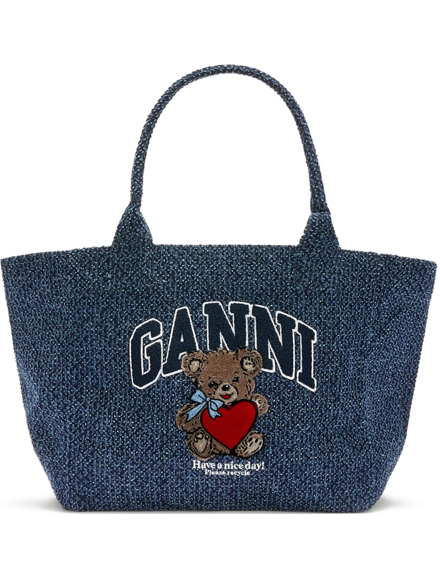 medium denim graphic tote bag