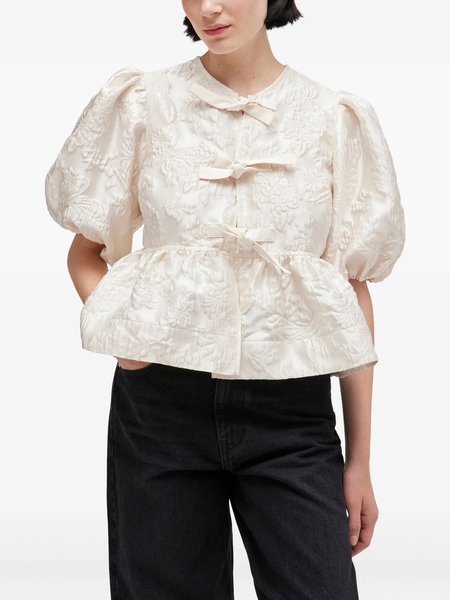 bow puff-sleeve blouse