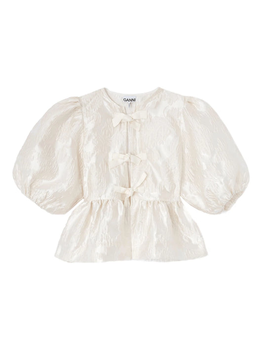 bow puff-sleeve blouse