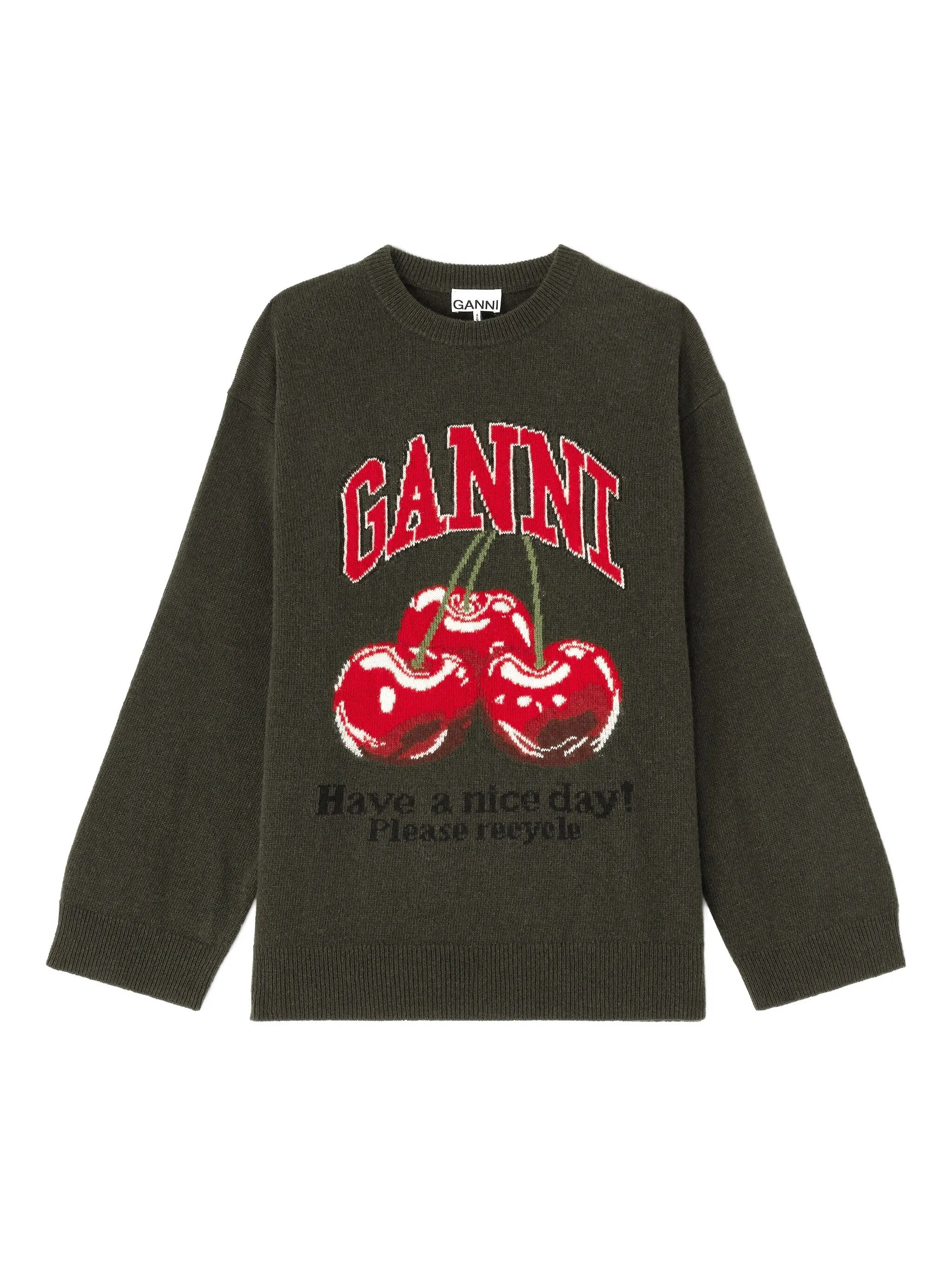 cherry-print graphic sweater