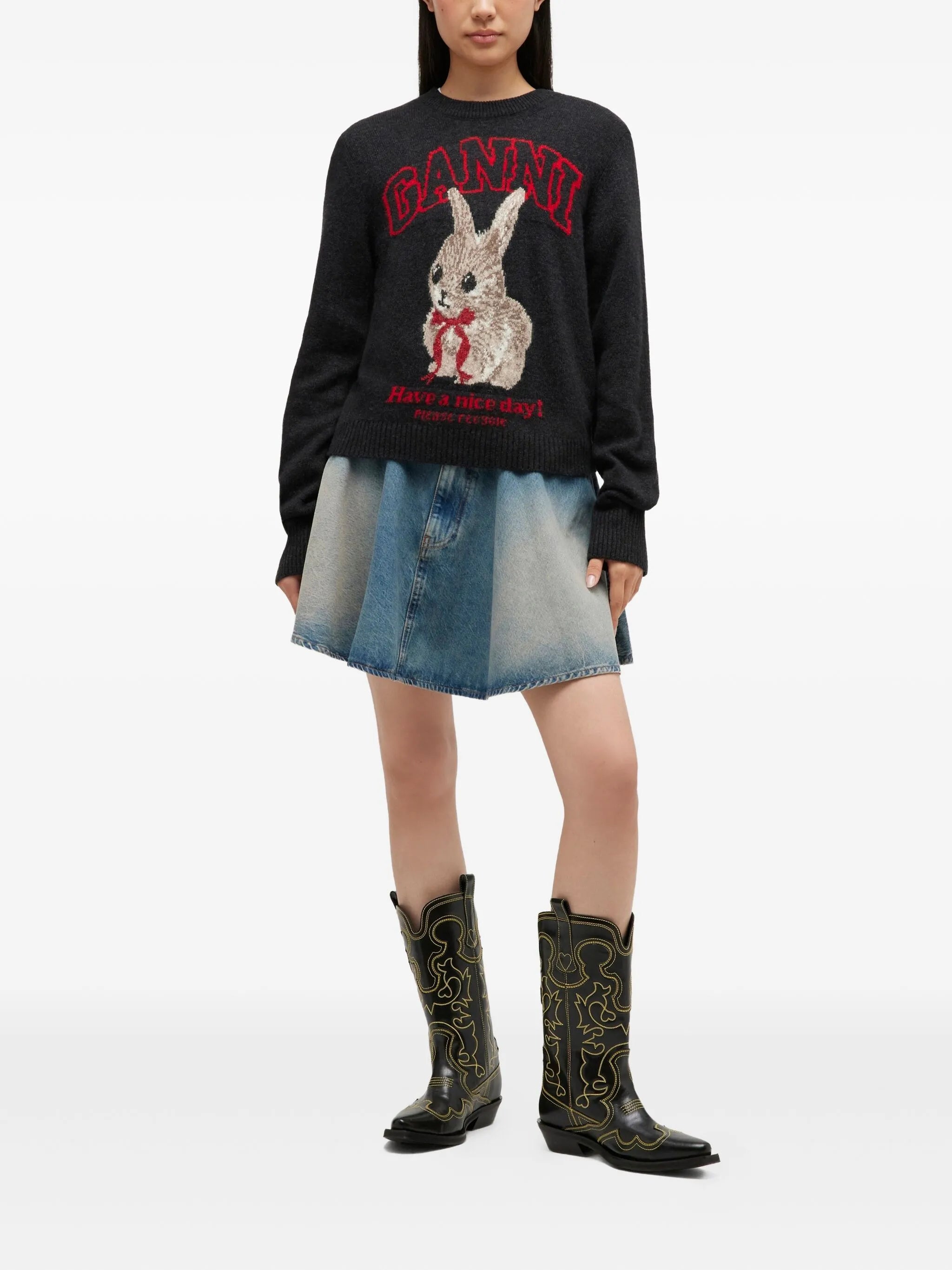rabbit-print graphic sweater