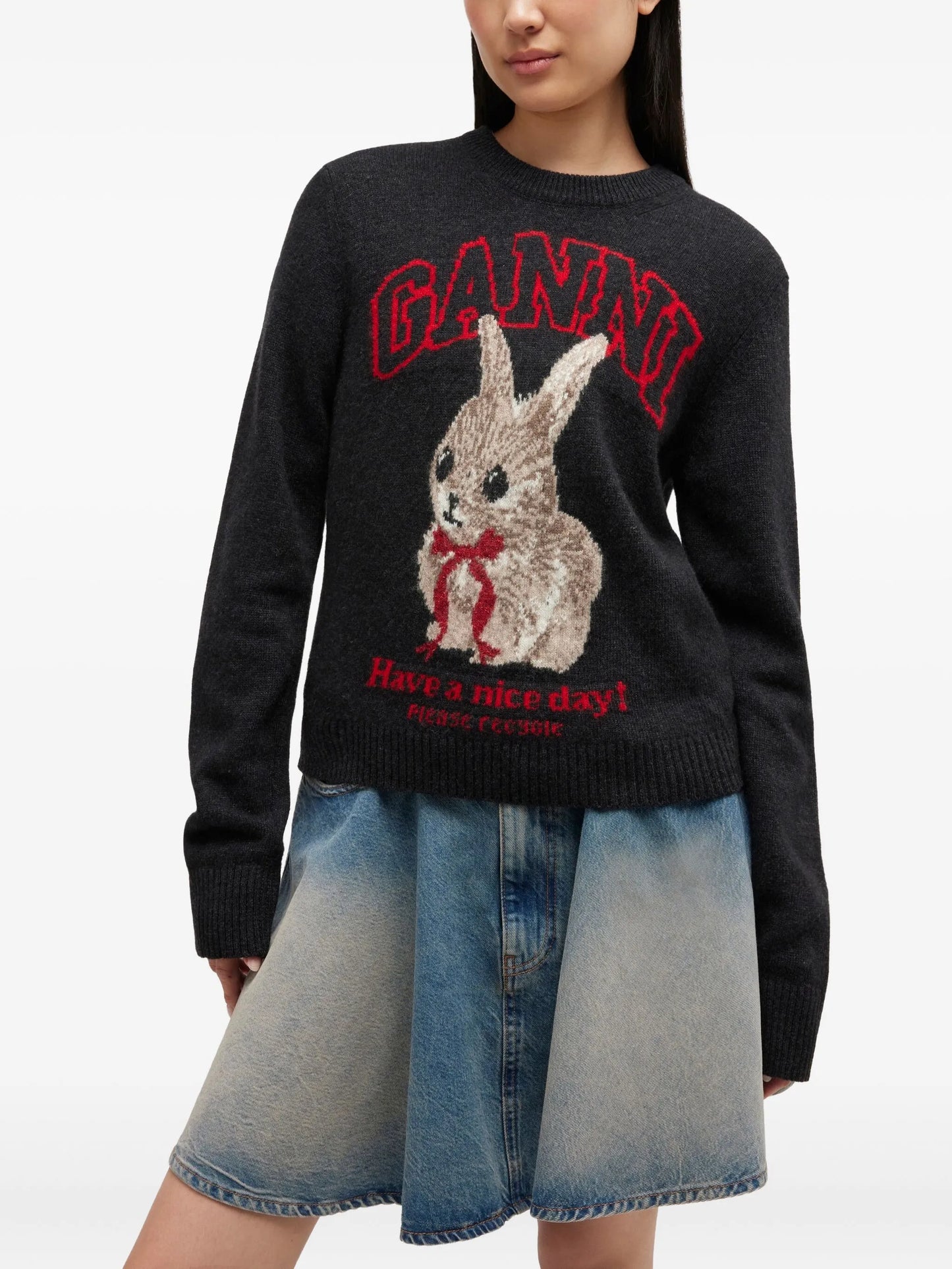 rabbit graphic sweater