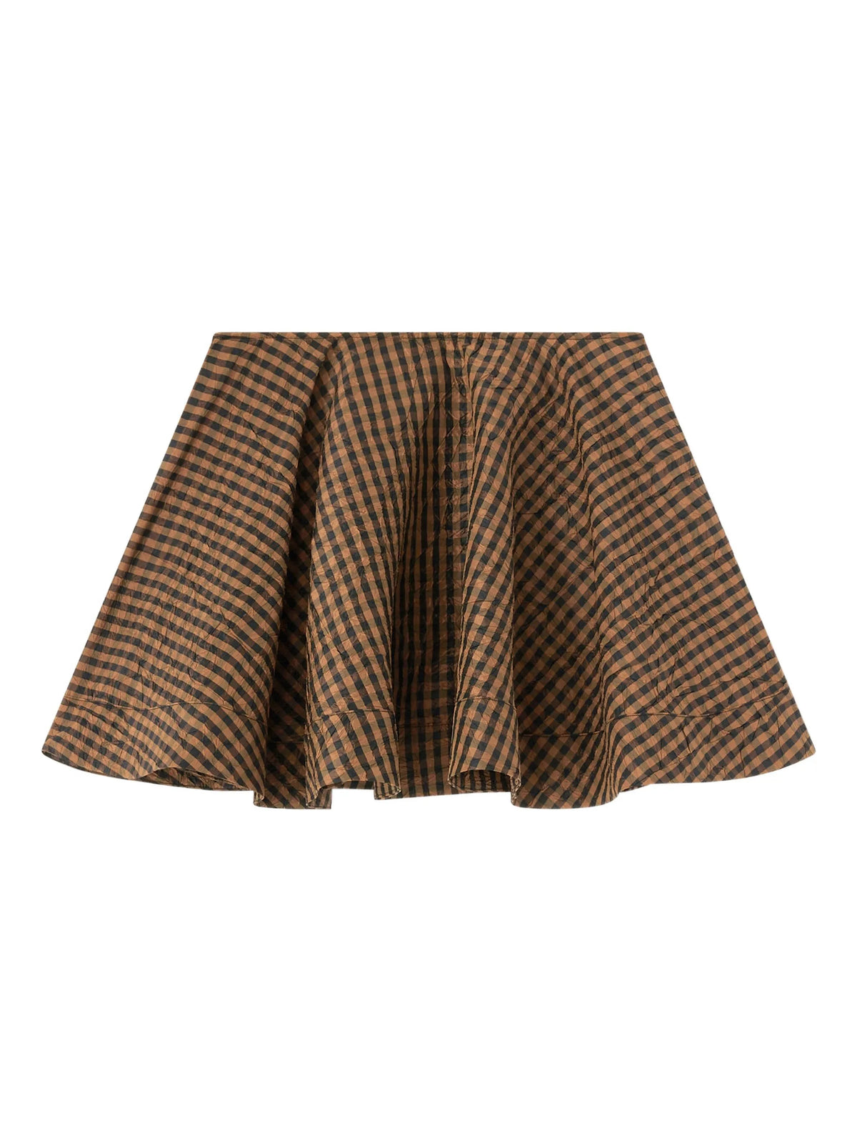 crinkled check mini circle skirt