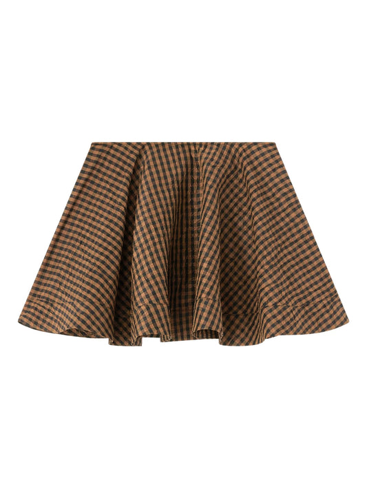 crinkled check mini circle skirt