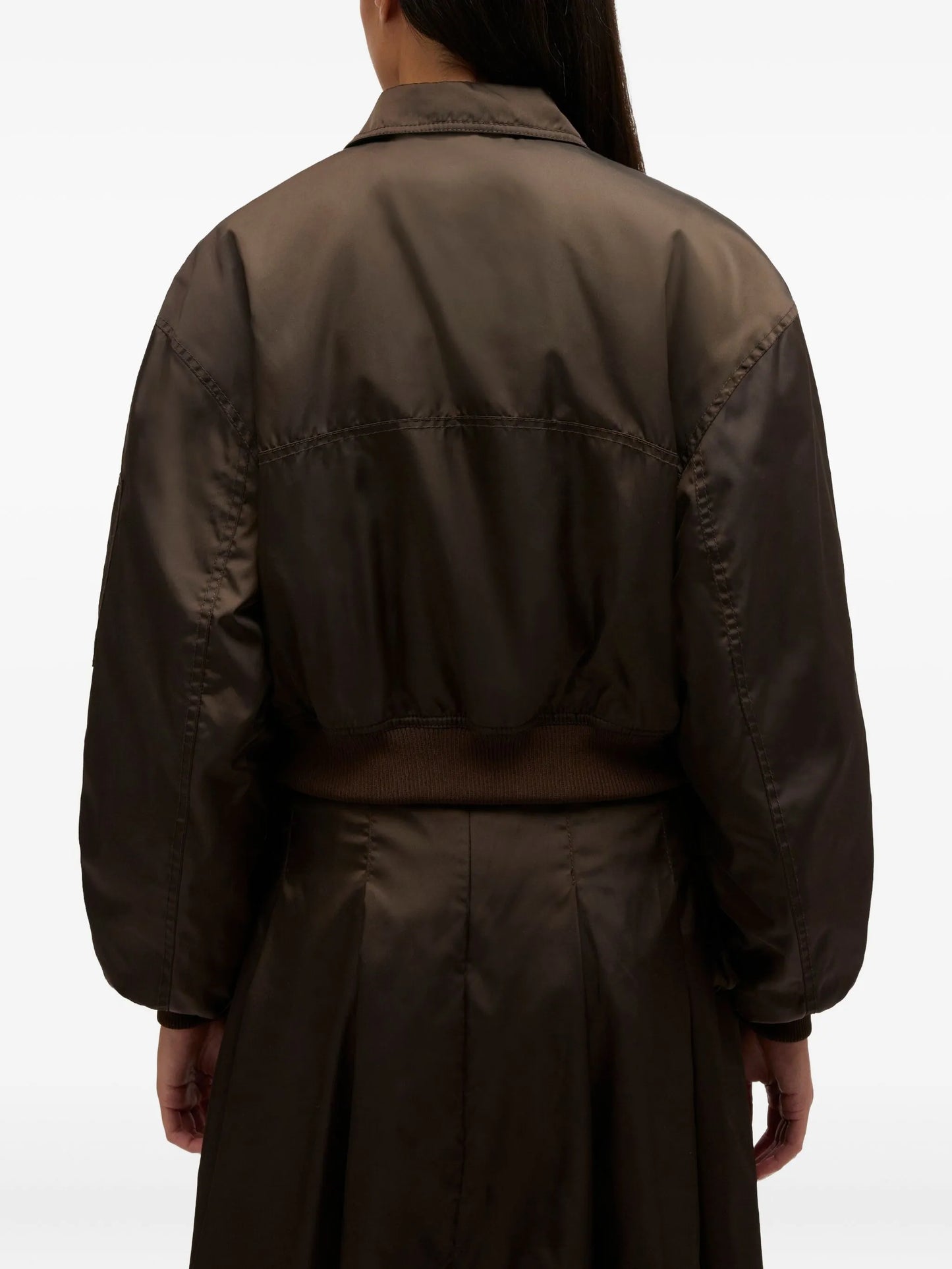 ruffled-detail bomber jacket