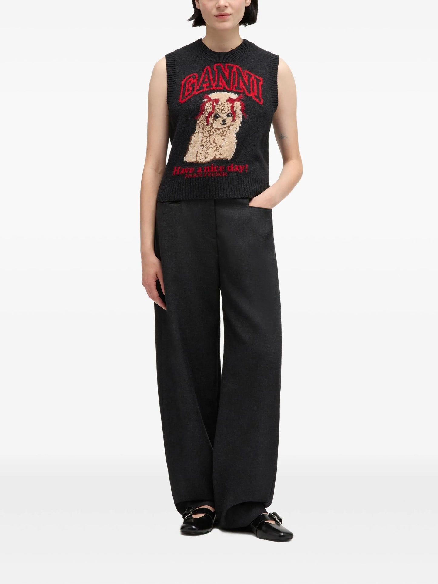 graphic knitted vest