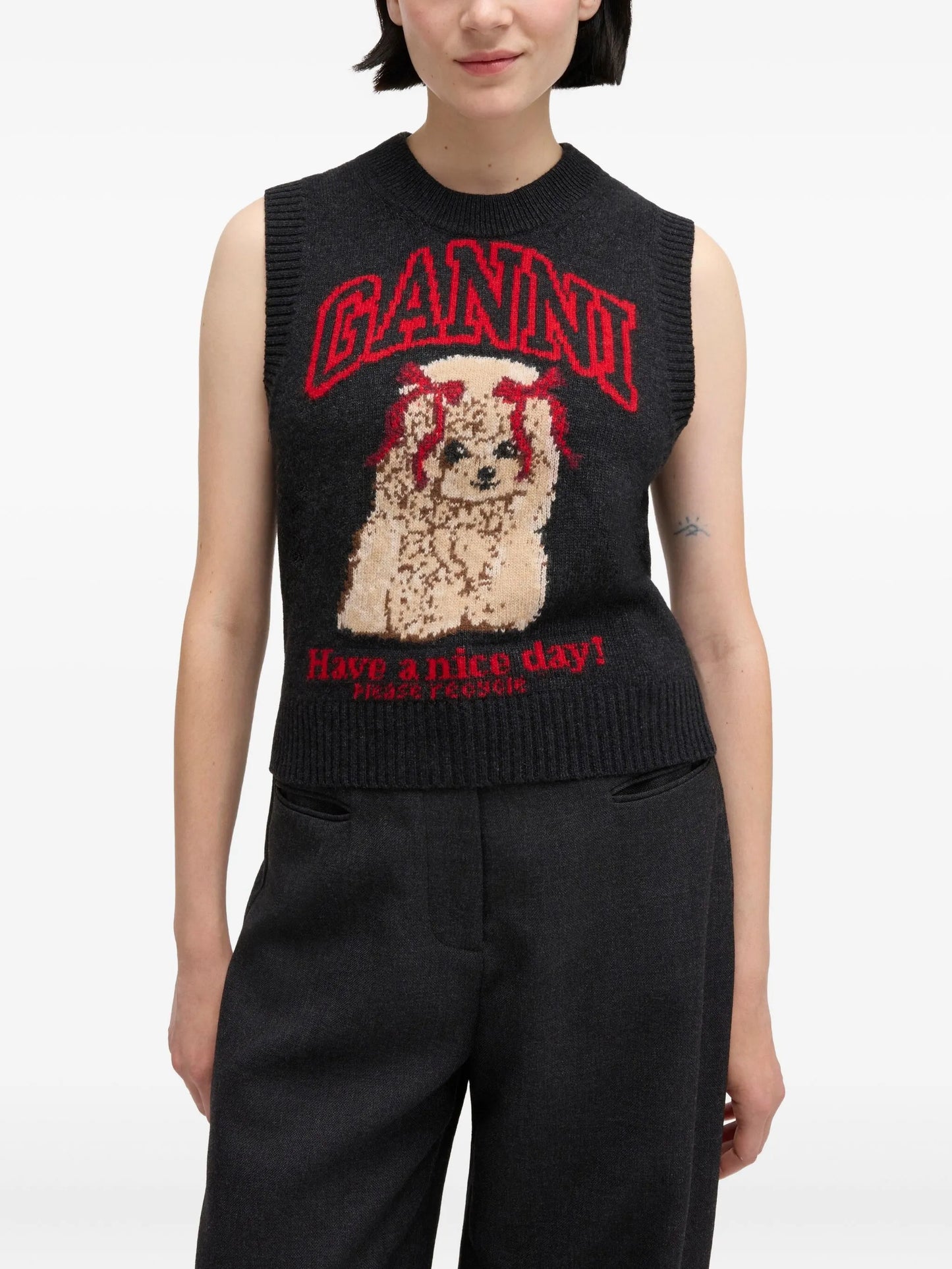 graphic knitted vest