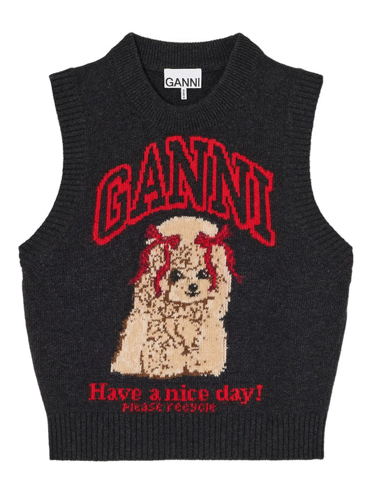graphic knitted vest