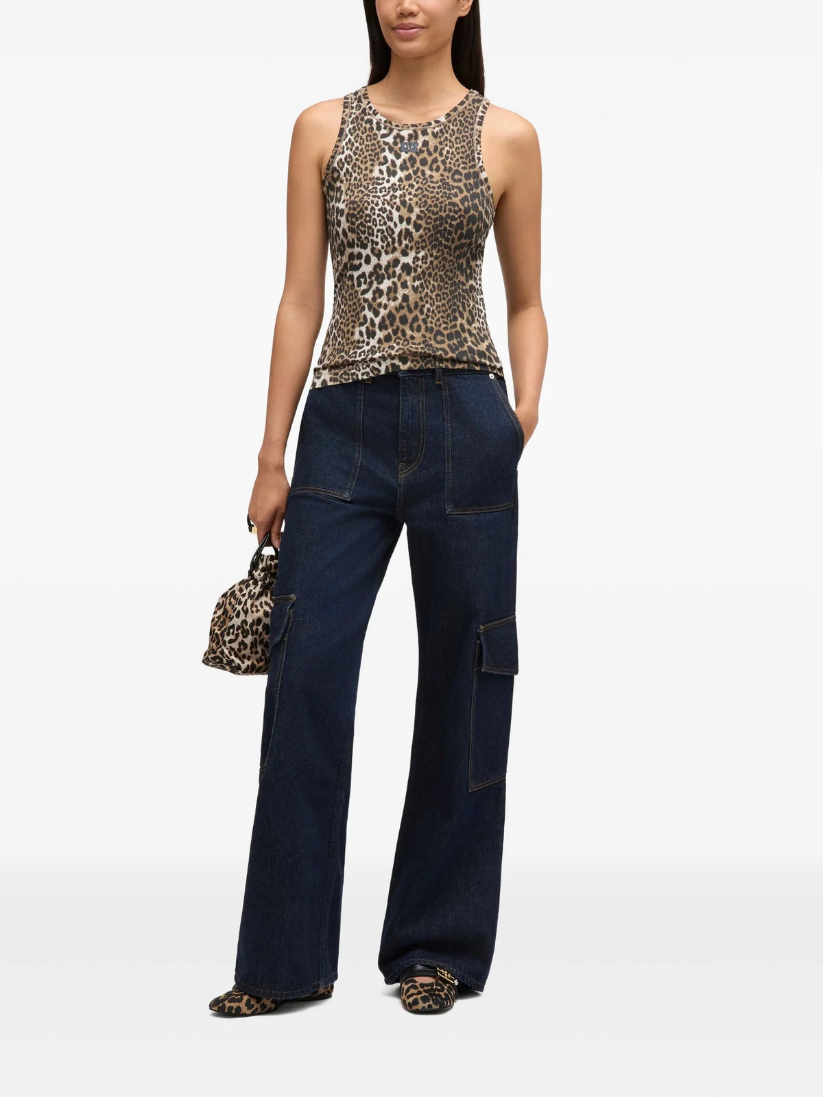 leopard-print tank top
